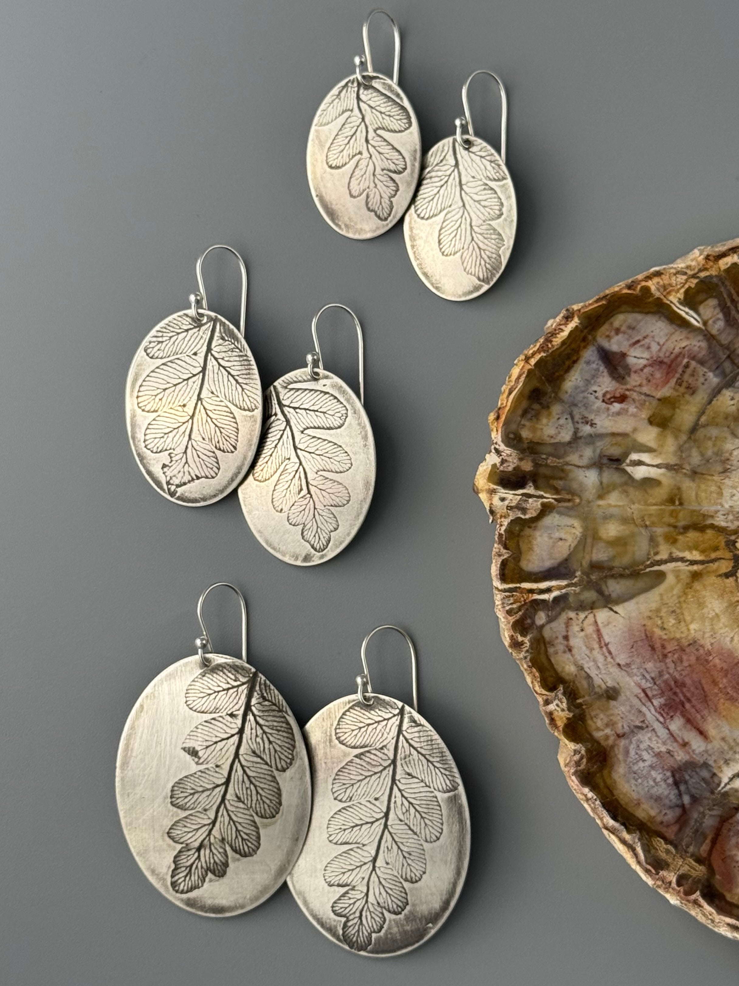 •FERN OVOID• silver dangle earrings