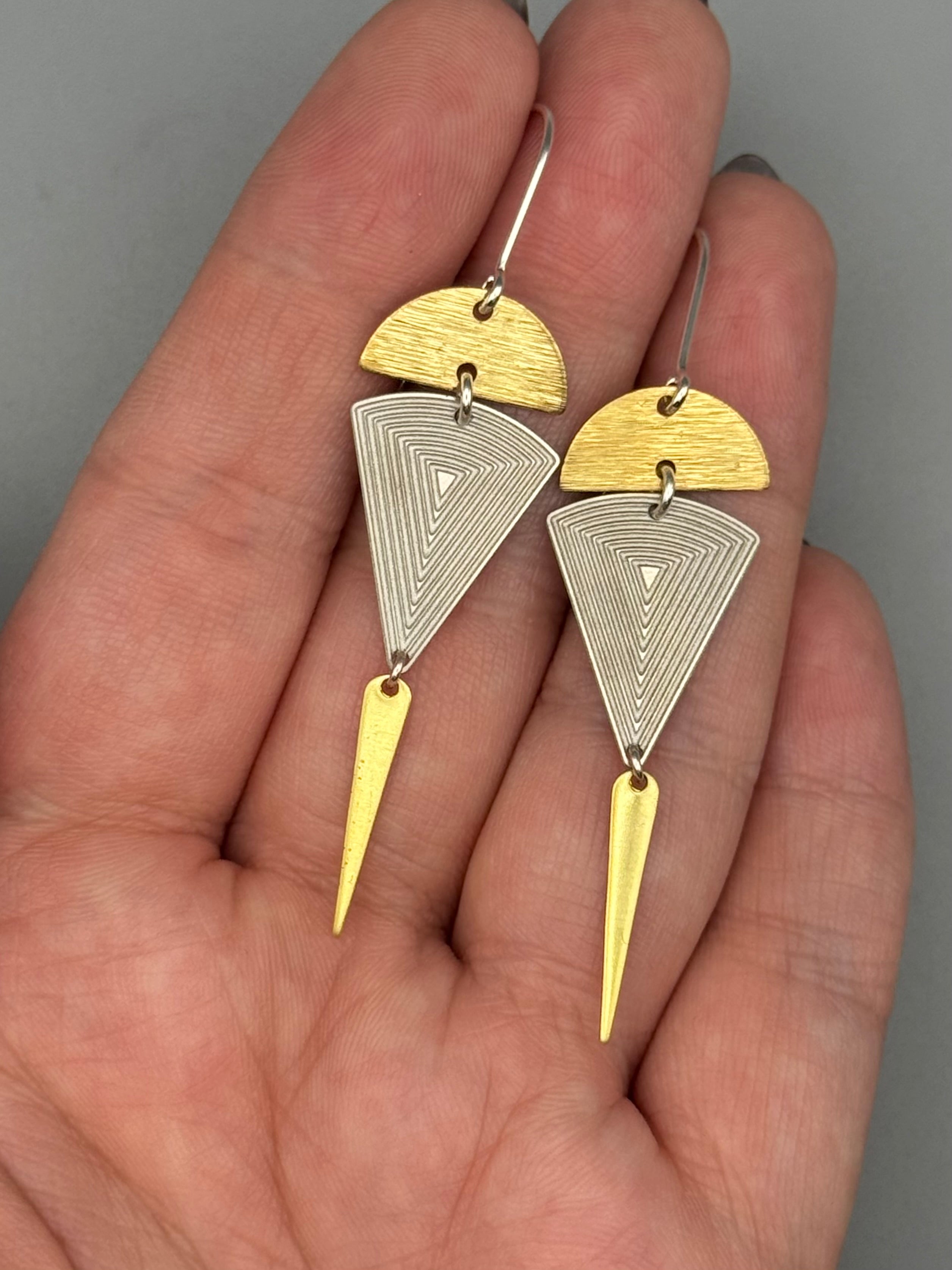 •SHAPE SHIFTER• mixed metal dangle earrings