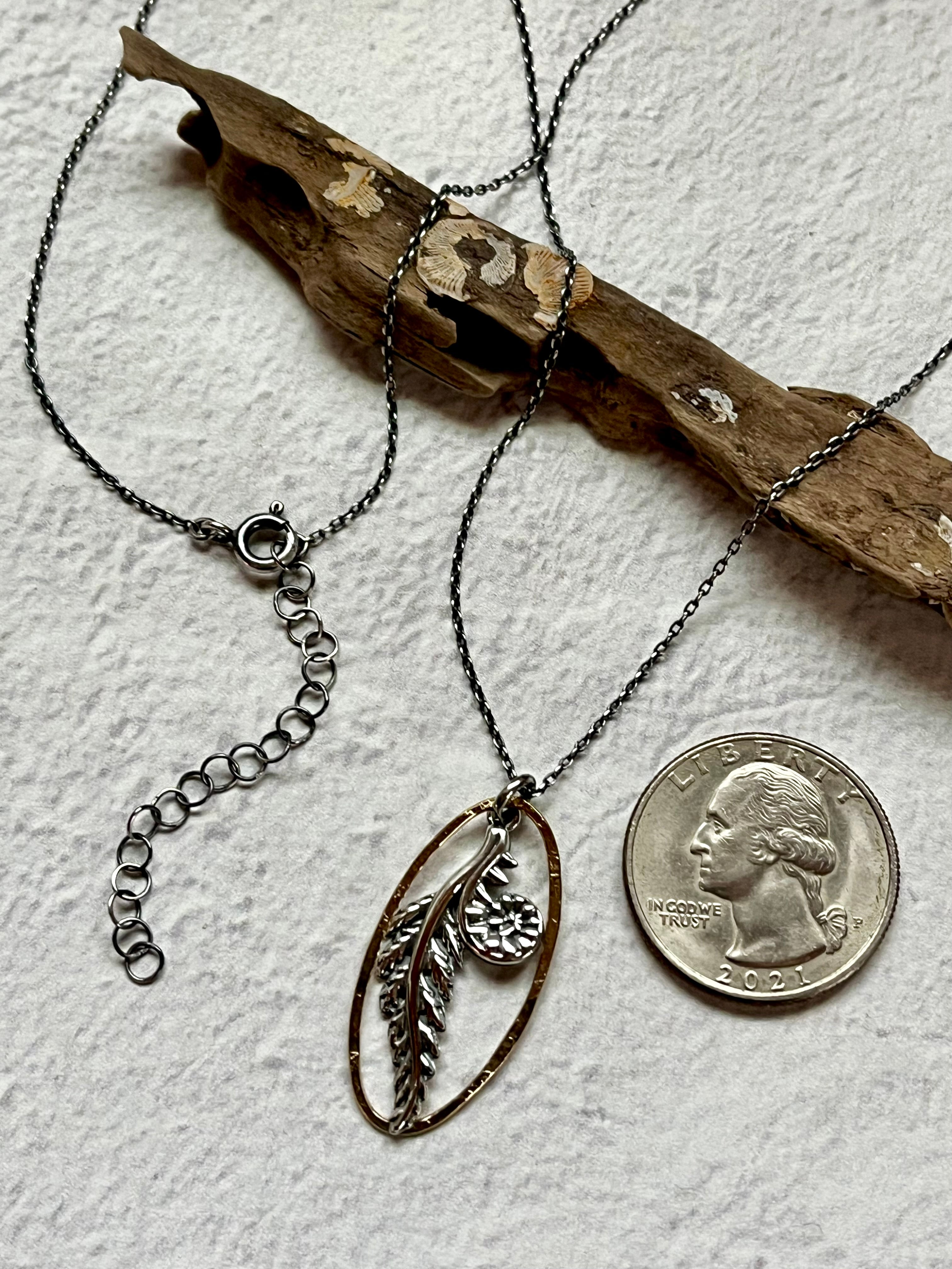 •UNFURLING• mixed metal necklace
