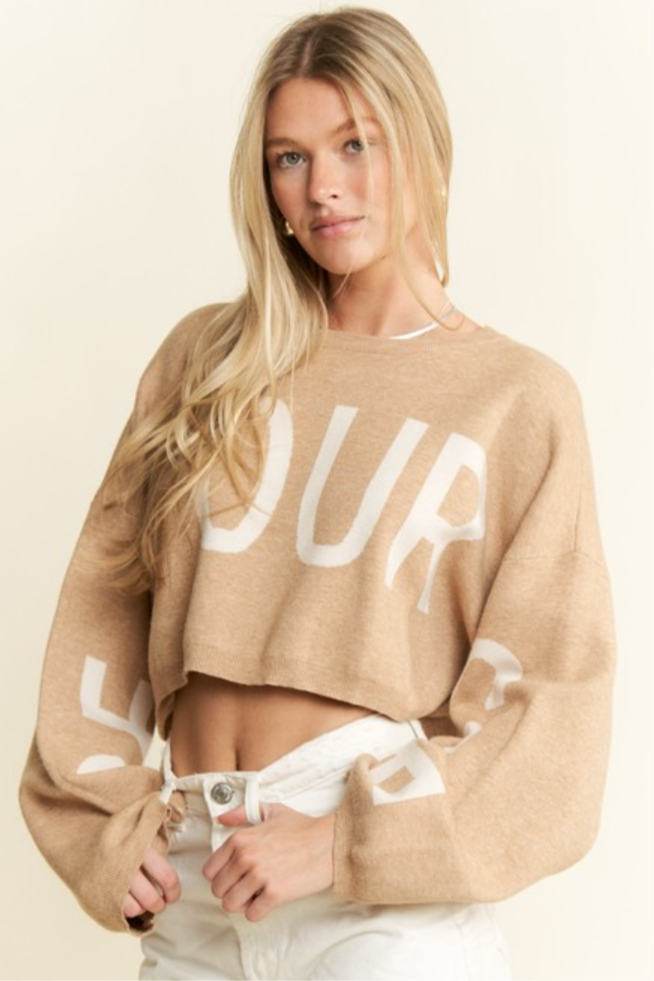 •BE YOURSELF• comfy reversible cropped sweatshirt