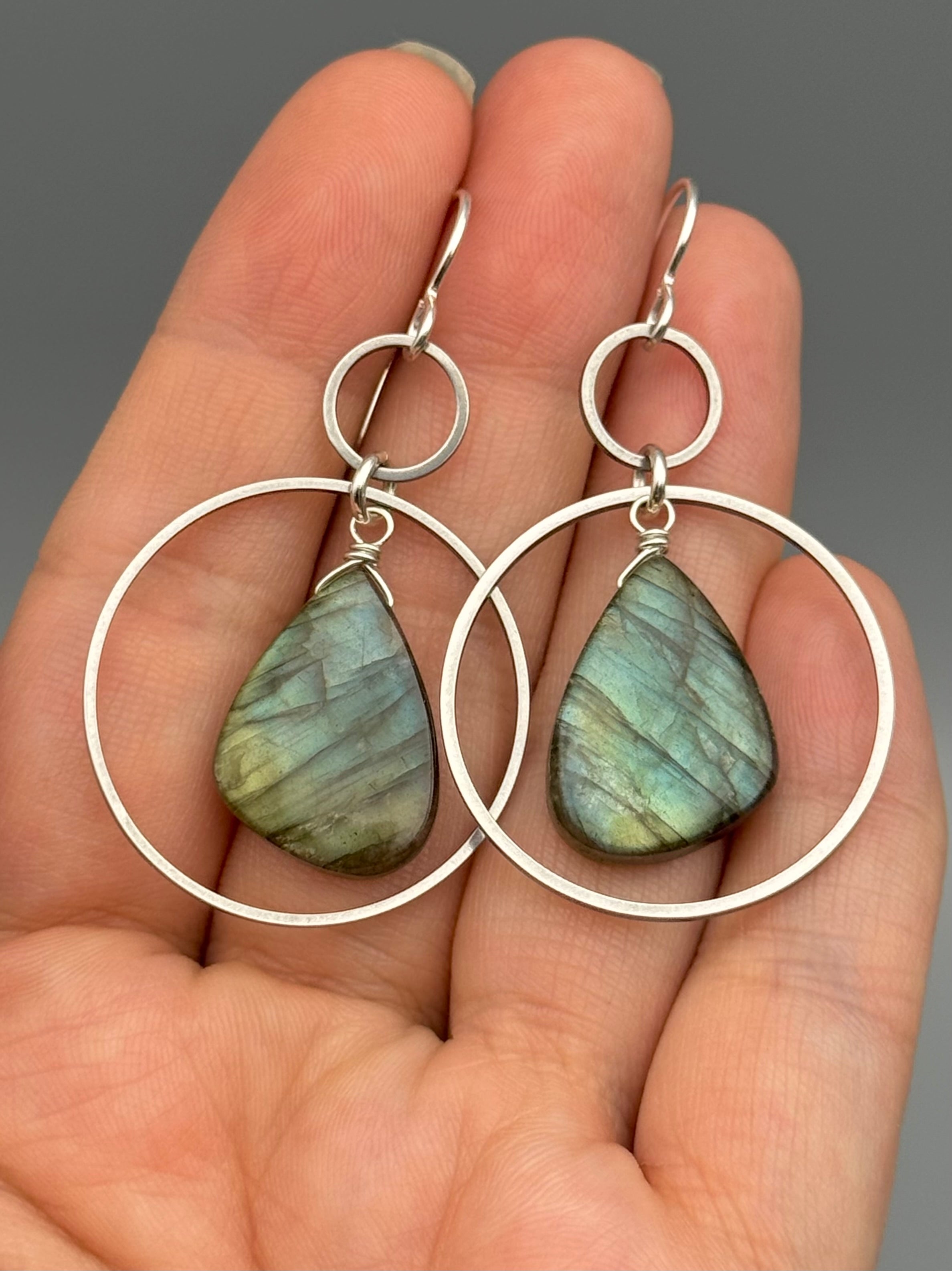 •EQUA-LUNA• labradorite wing + silver earrings