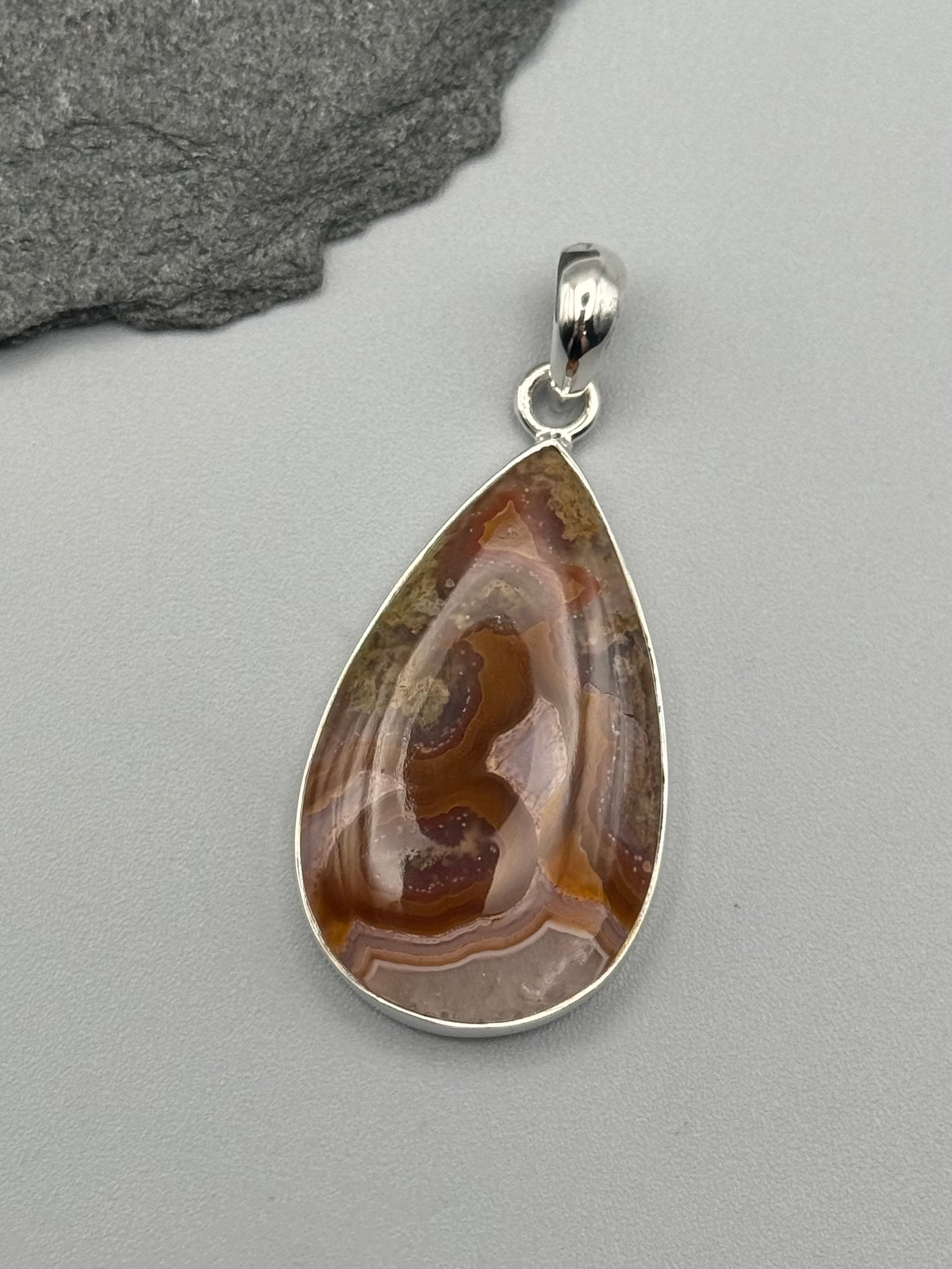 •AGUA NUEVA AGATE - TEAR• sterling silver pendant