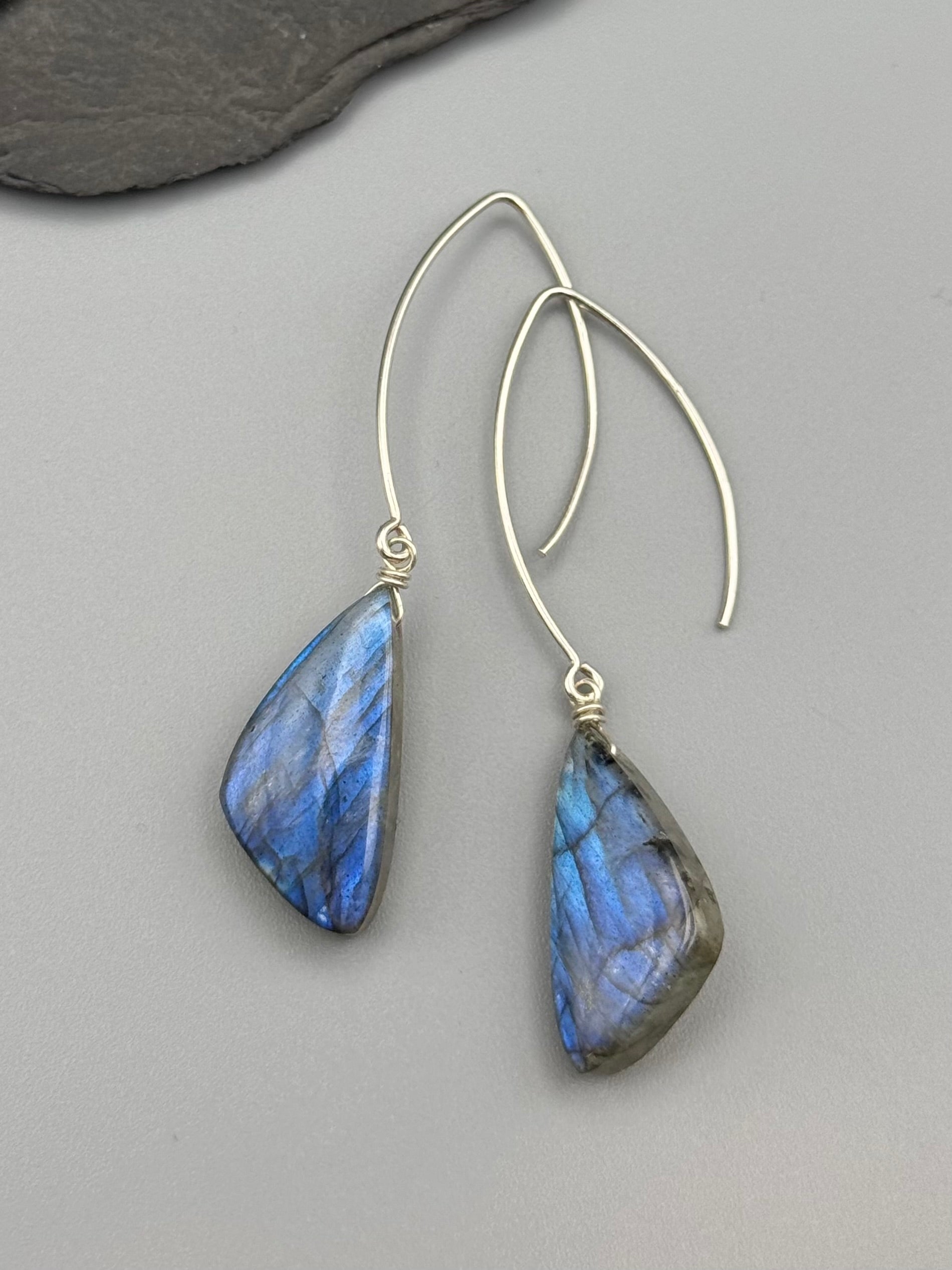 •STRAY• labradorite wing + silver earrings
