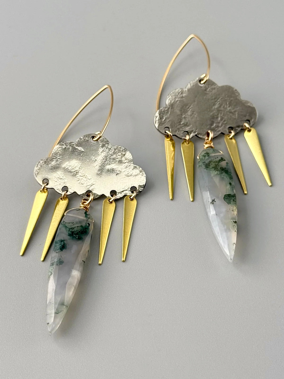 •STORMY• moss agate + mixed metal earrings