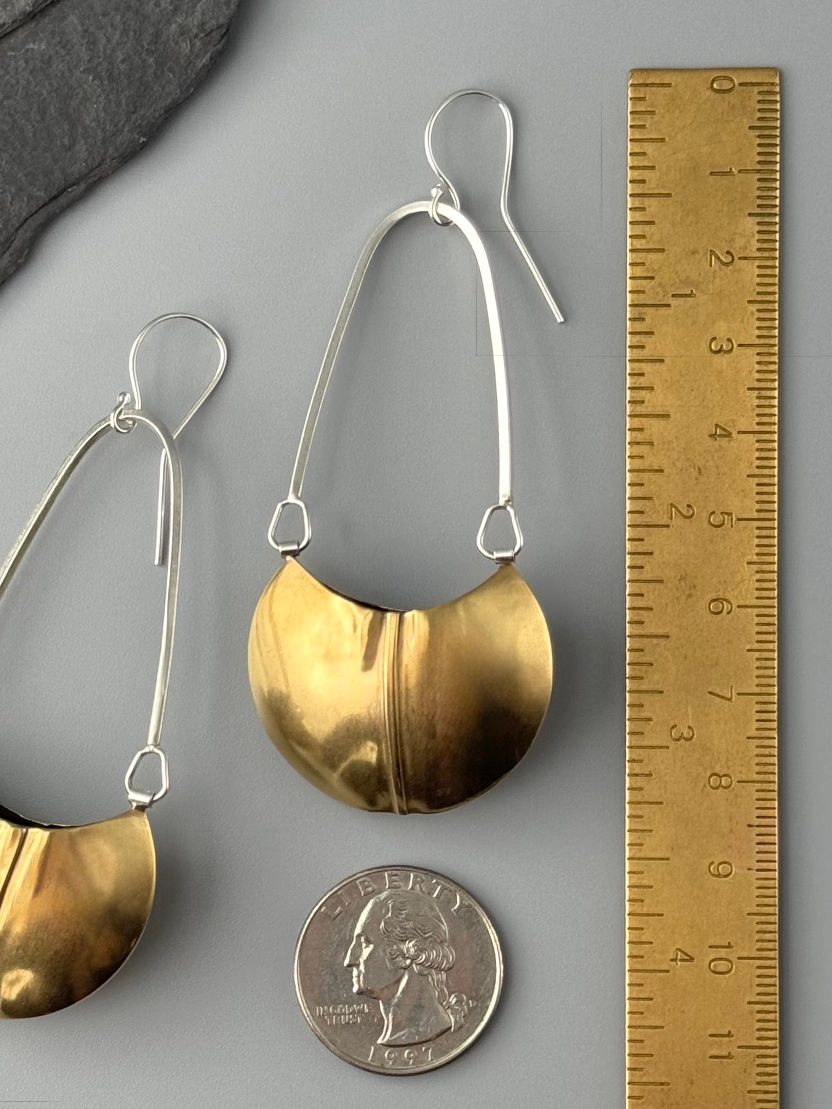 •LARGE SCOOP• brass dangle earrings