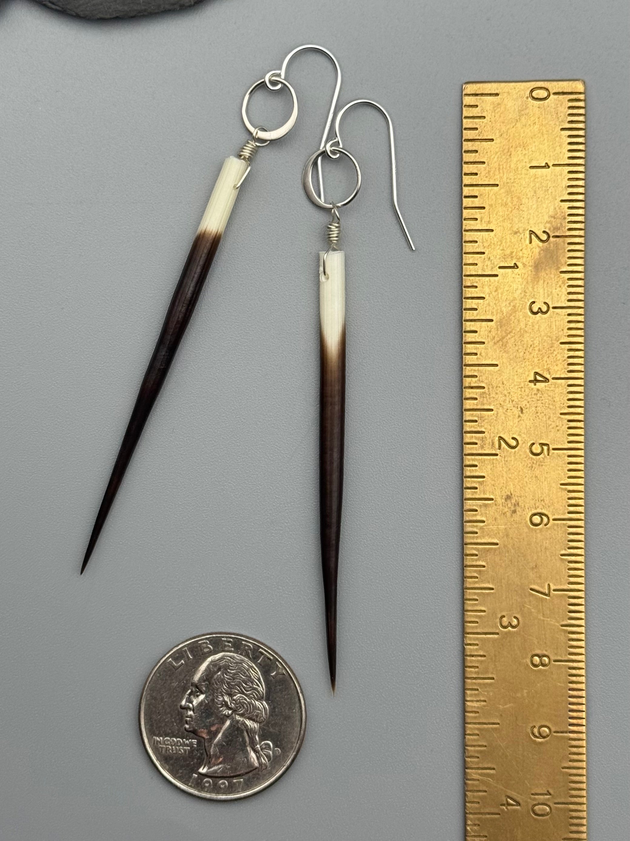 •LIL' ECLIPSE• porcupine quill + silver earrings