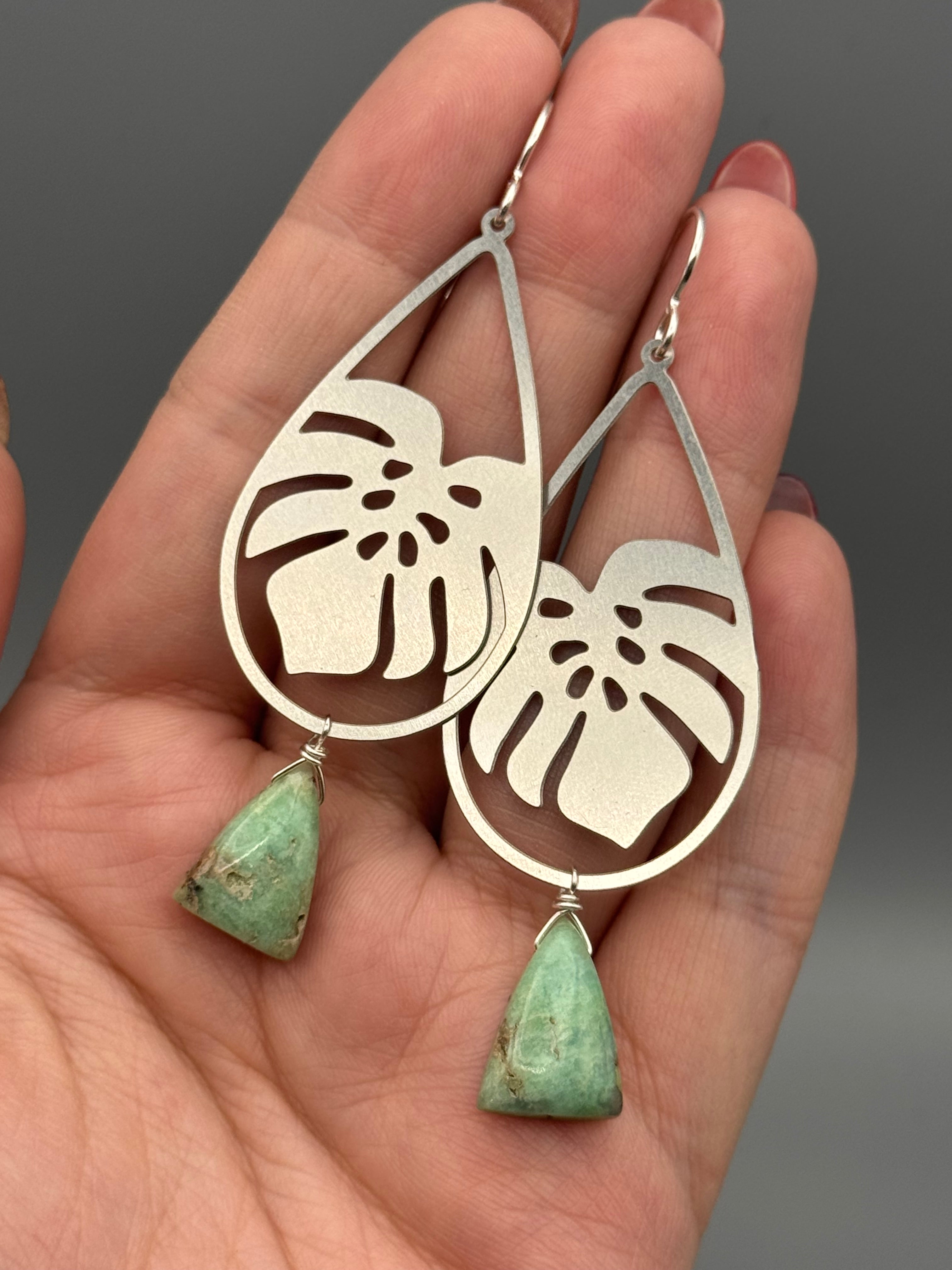 •MONSTERA• chrysoprase + silver earrings