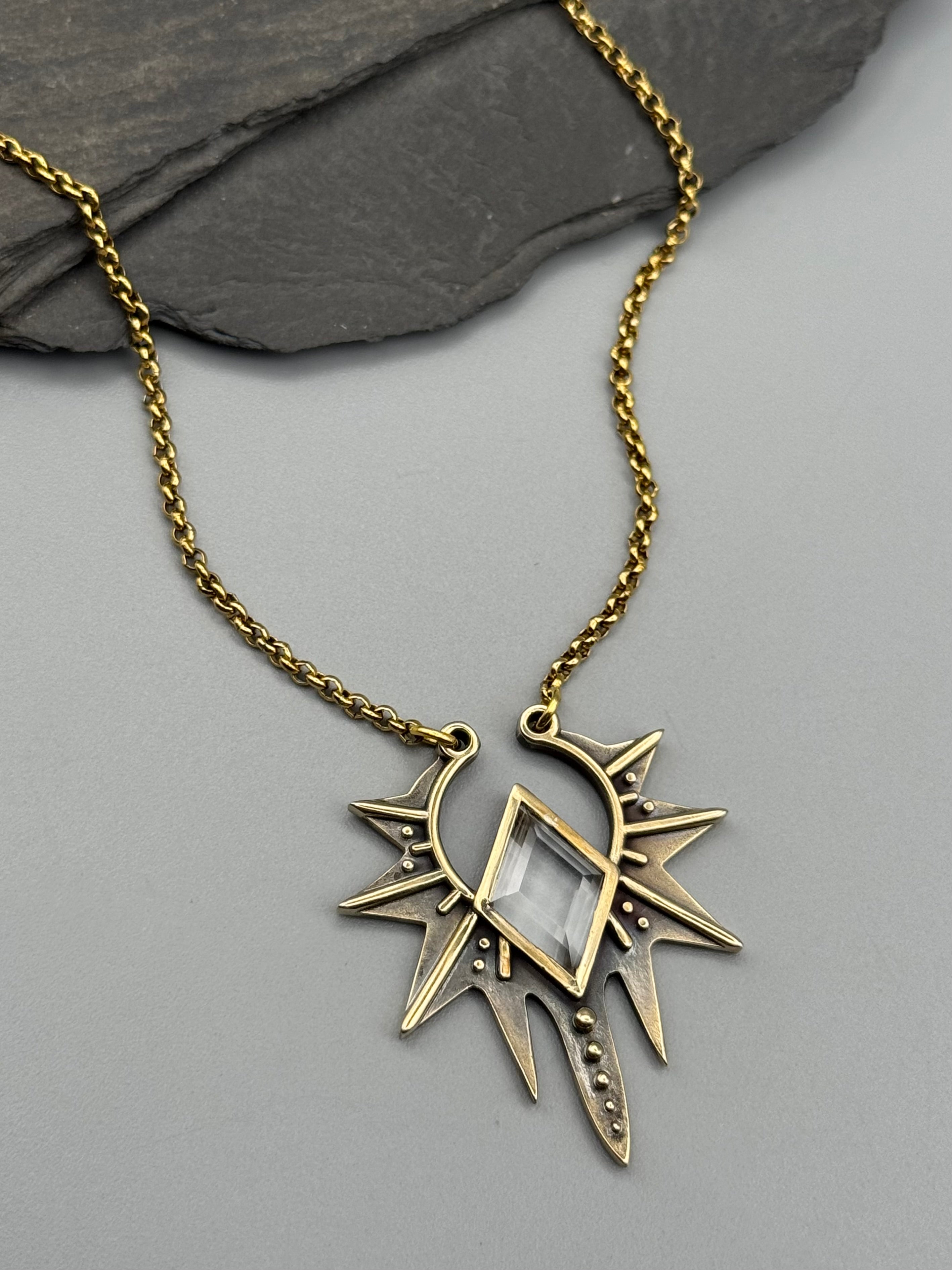 •STARLING• clear quartz + gold necklace (16" long)