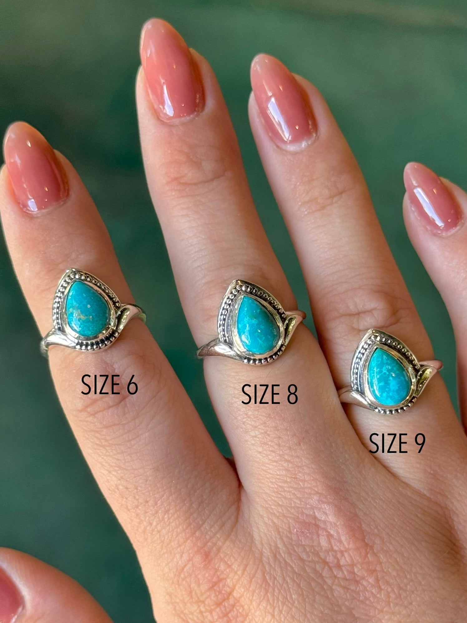 •MEXICAN TURQUOISE - SHIELD• sterling silver ring (various sizes)
