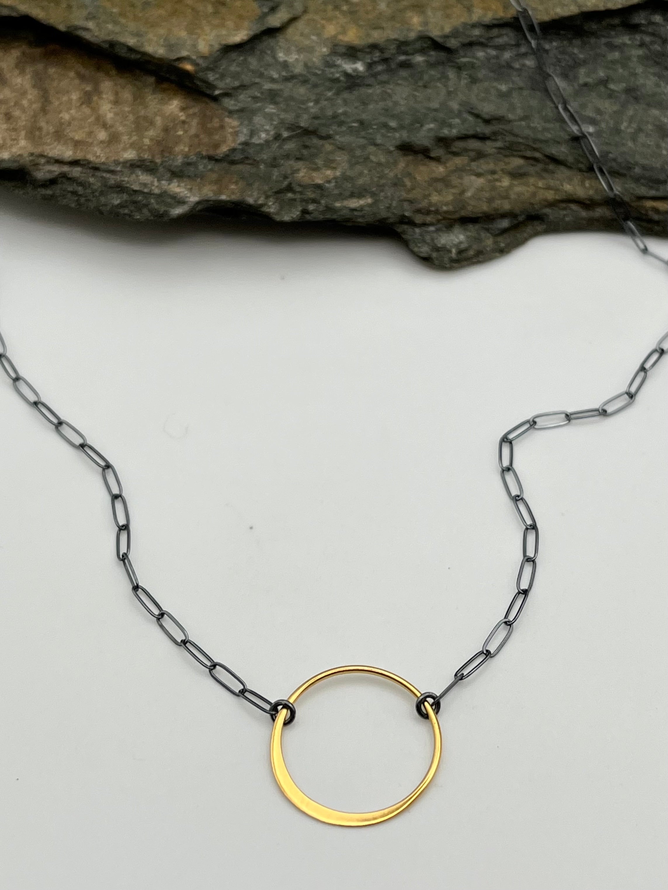 •BIG ECLIPSE• mixed metal necklace