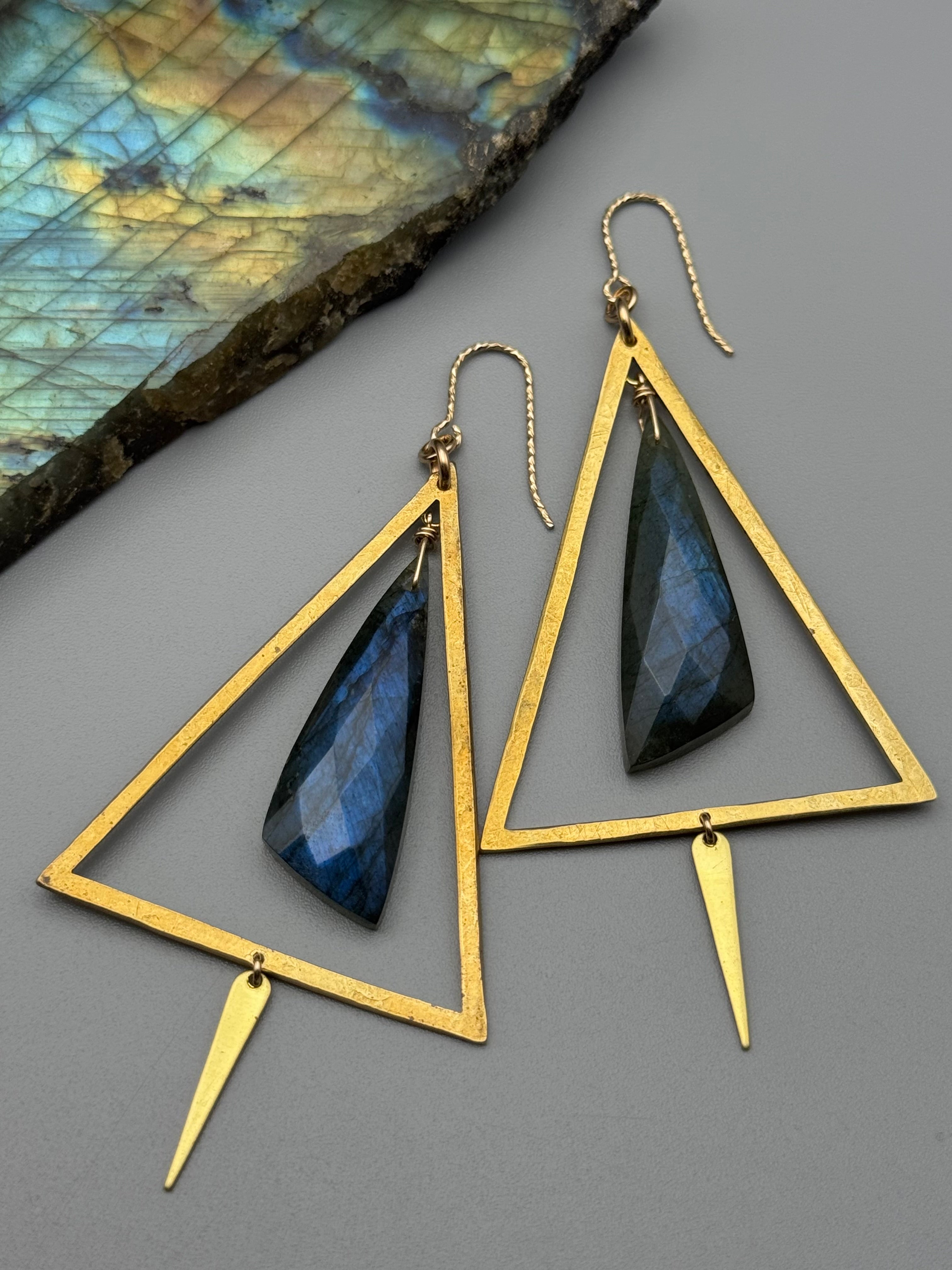 •YIELDING• labradorite wing + gold earrings
