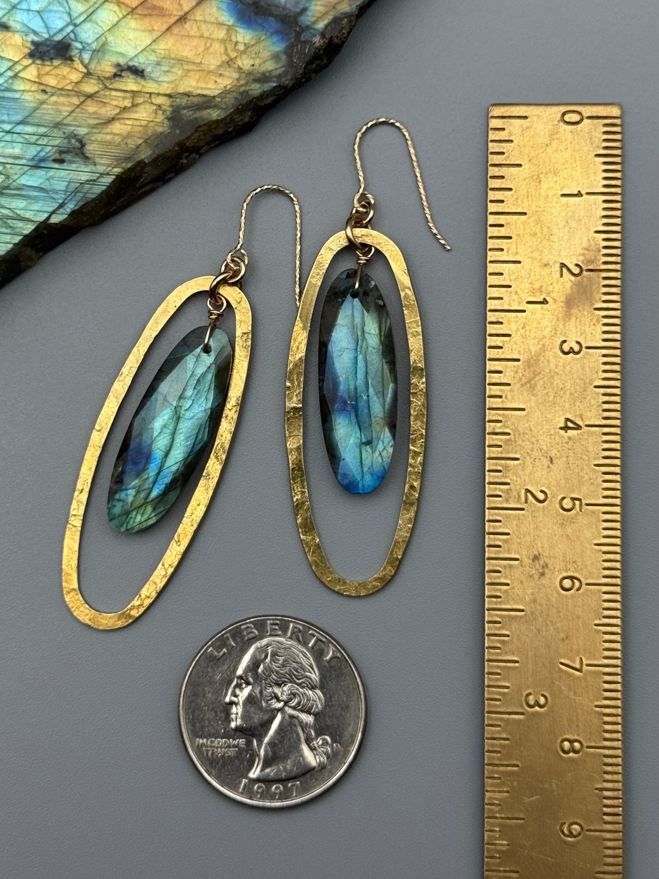 •ELLIPSE• labradorite + gold earrings