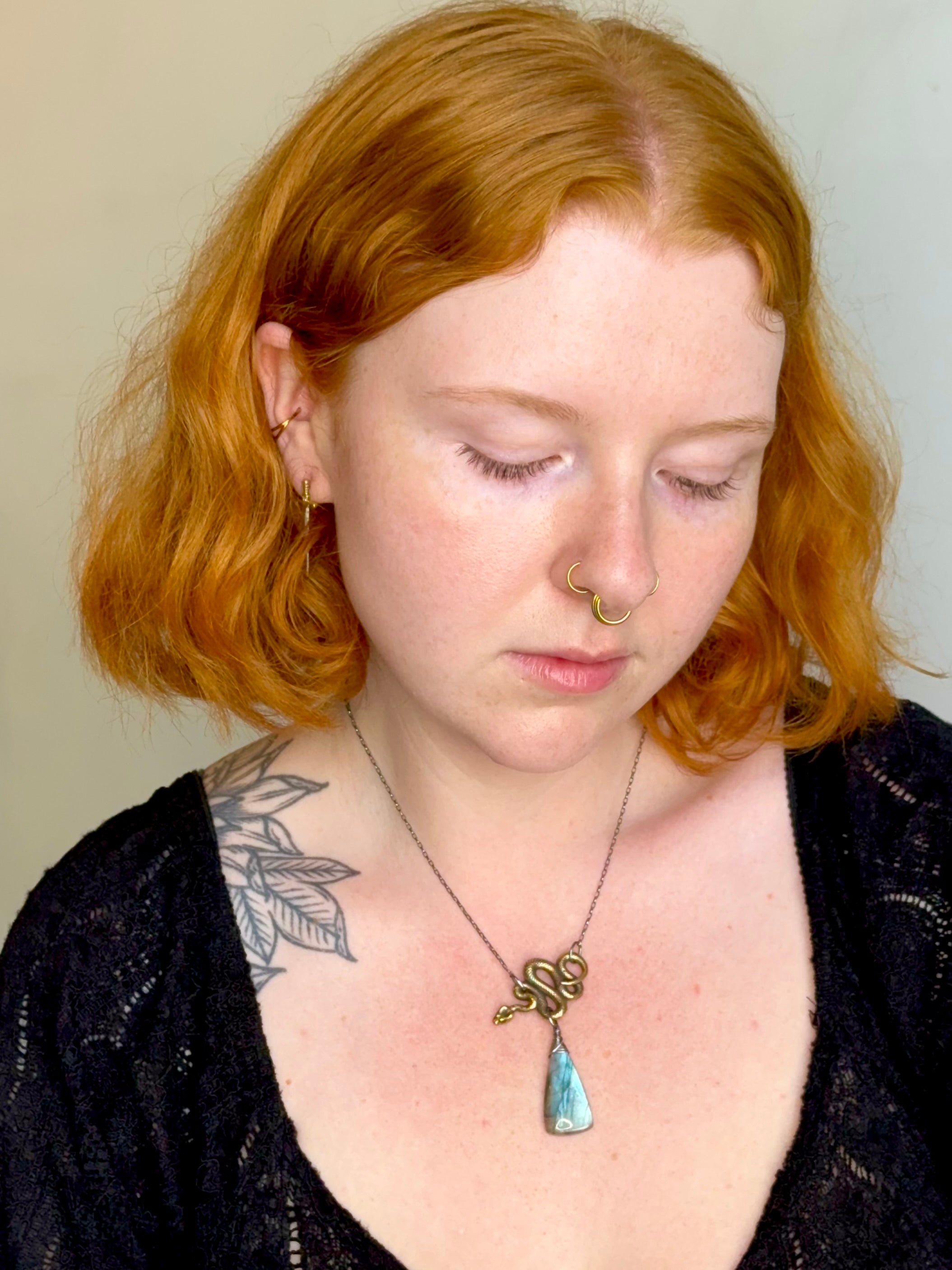 •SUEÑO• labradorite + snake + mixed metal necklace (18"-20" long)