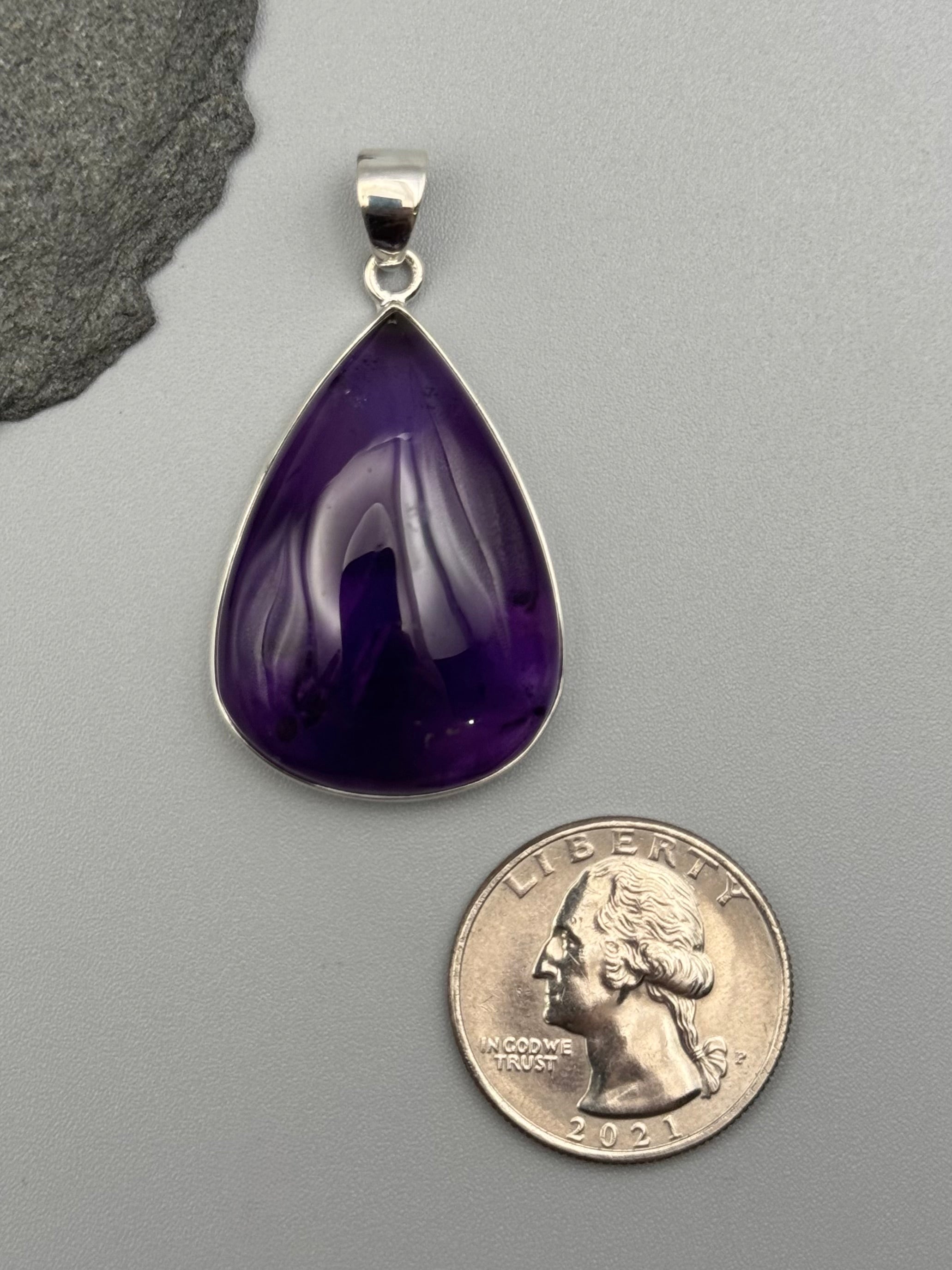 •AMETHYST - LARGE TEAR• sterling silver pendant