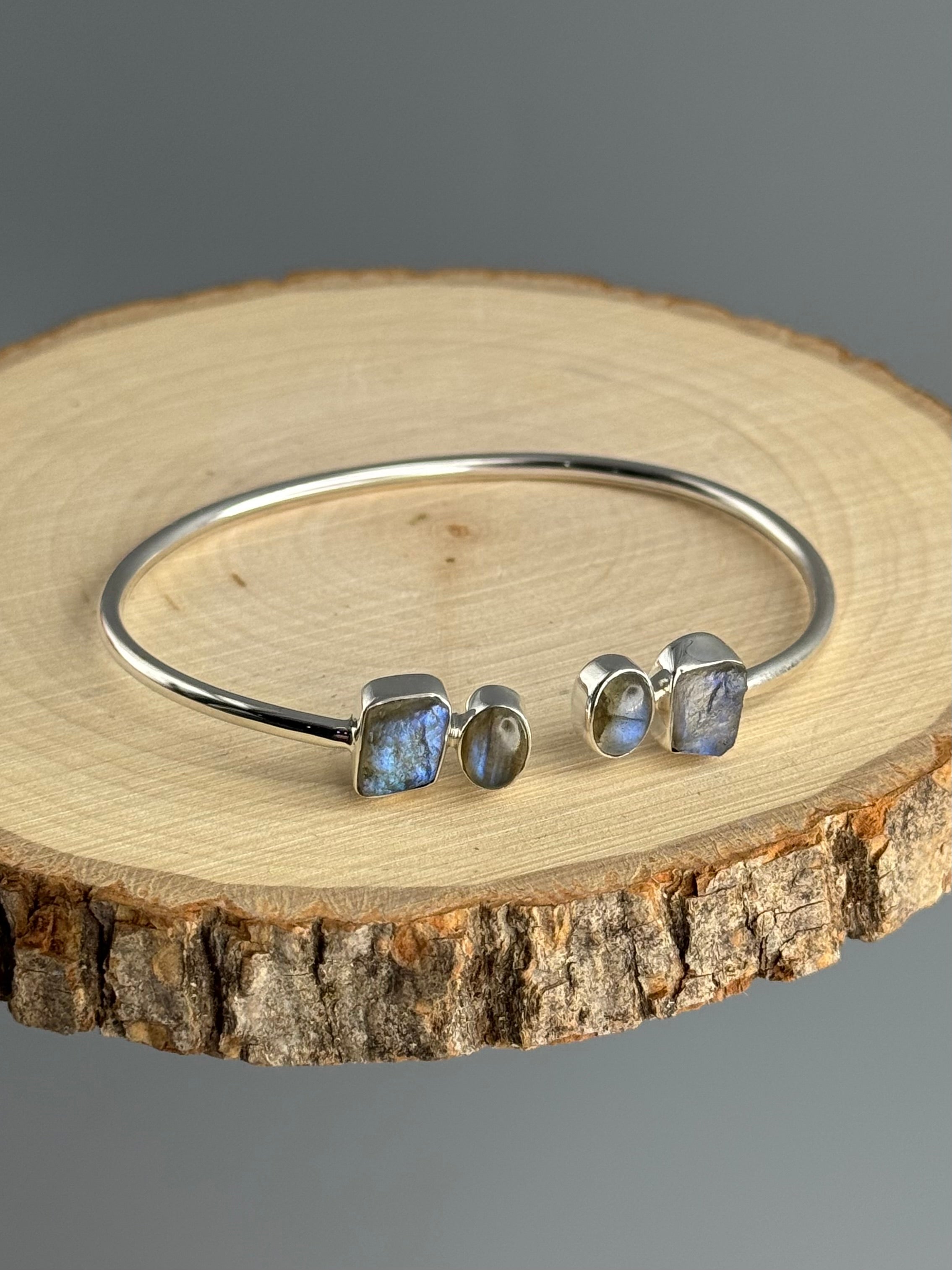 •DUALITY• labradorite + silver twist-on cuff bracelet