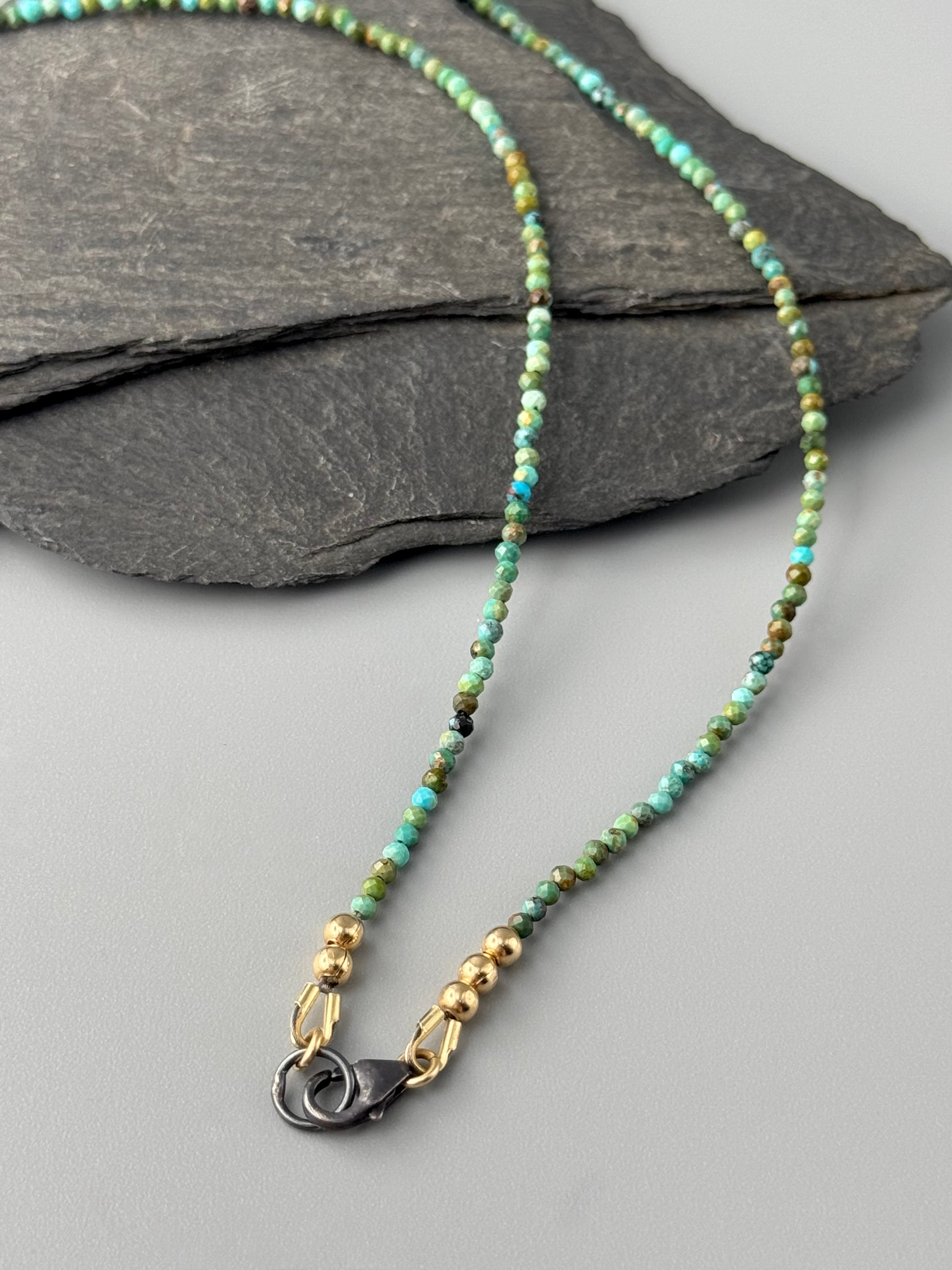 •ORACLE• turquoise + mixed metal beaded necklace (16.5" long)