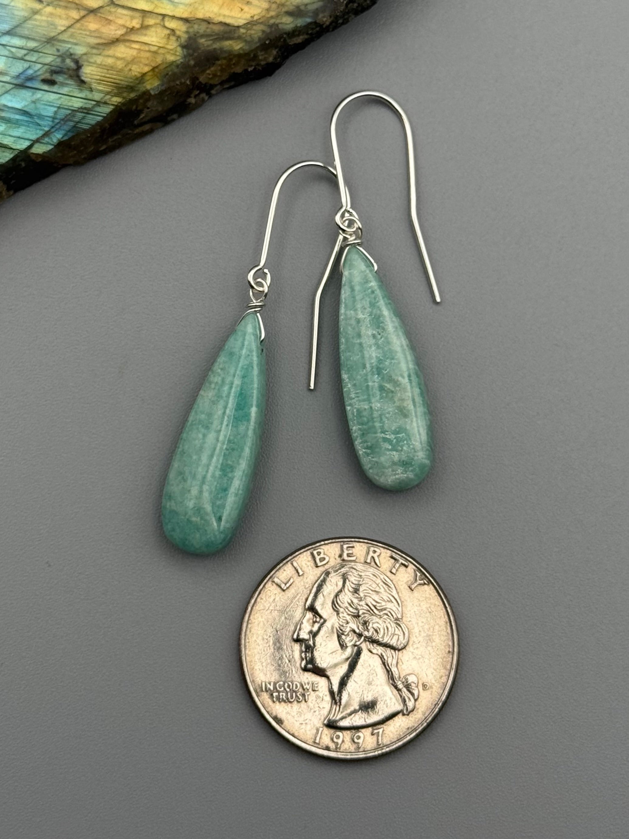 •STRAY• amazonite tear + silver earrings