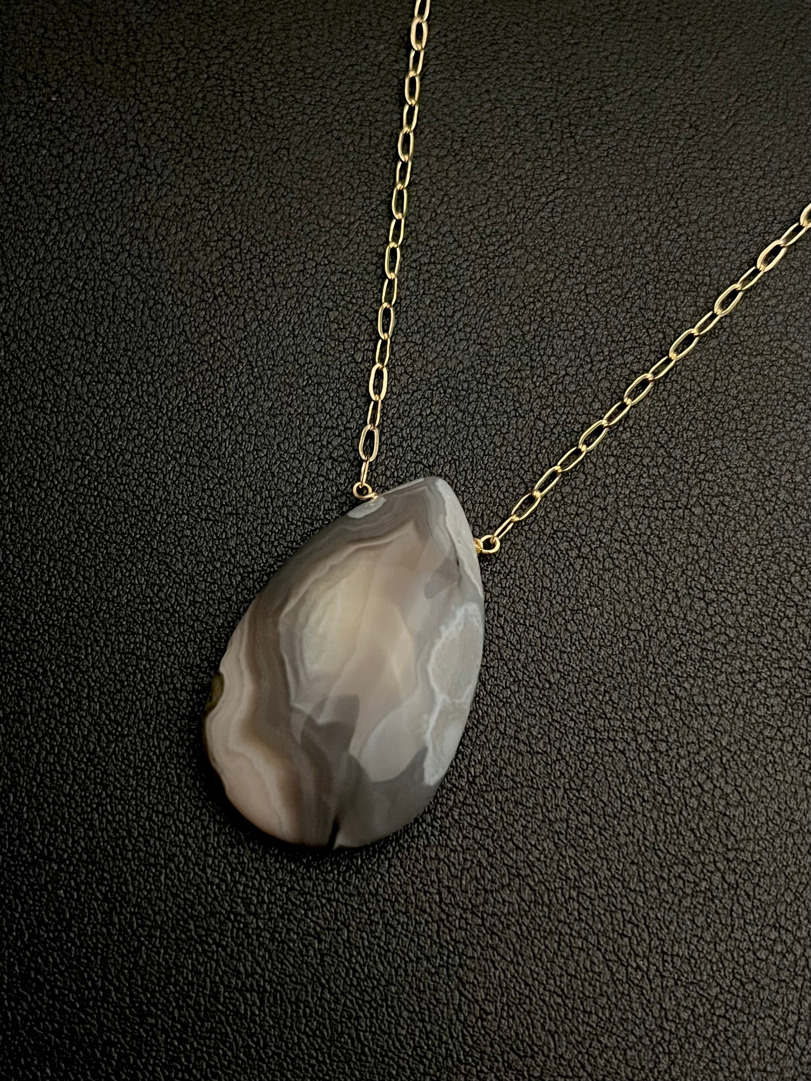 •AEON• botswana agate + gold necklace (18"-20")