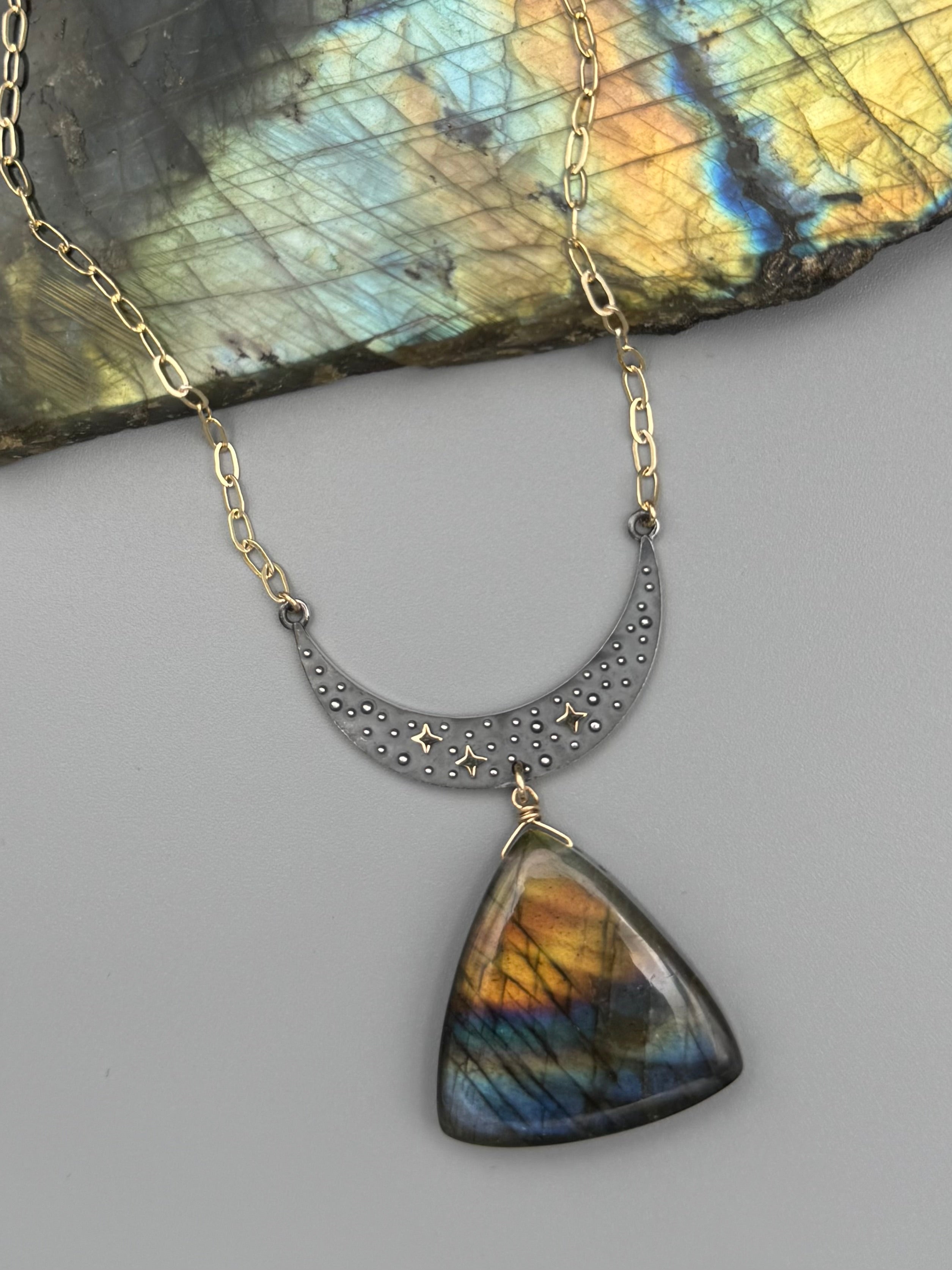 •NYX• labradorite + mixed metal necklace (16"-18" long)