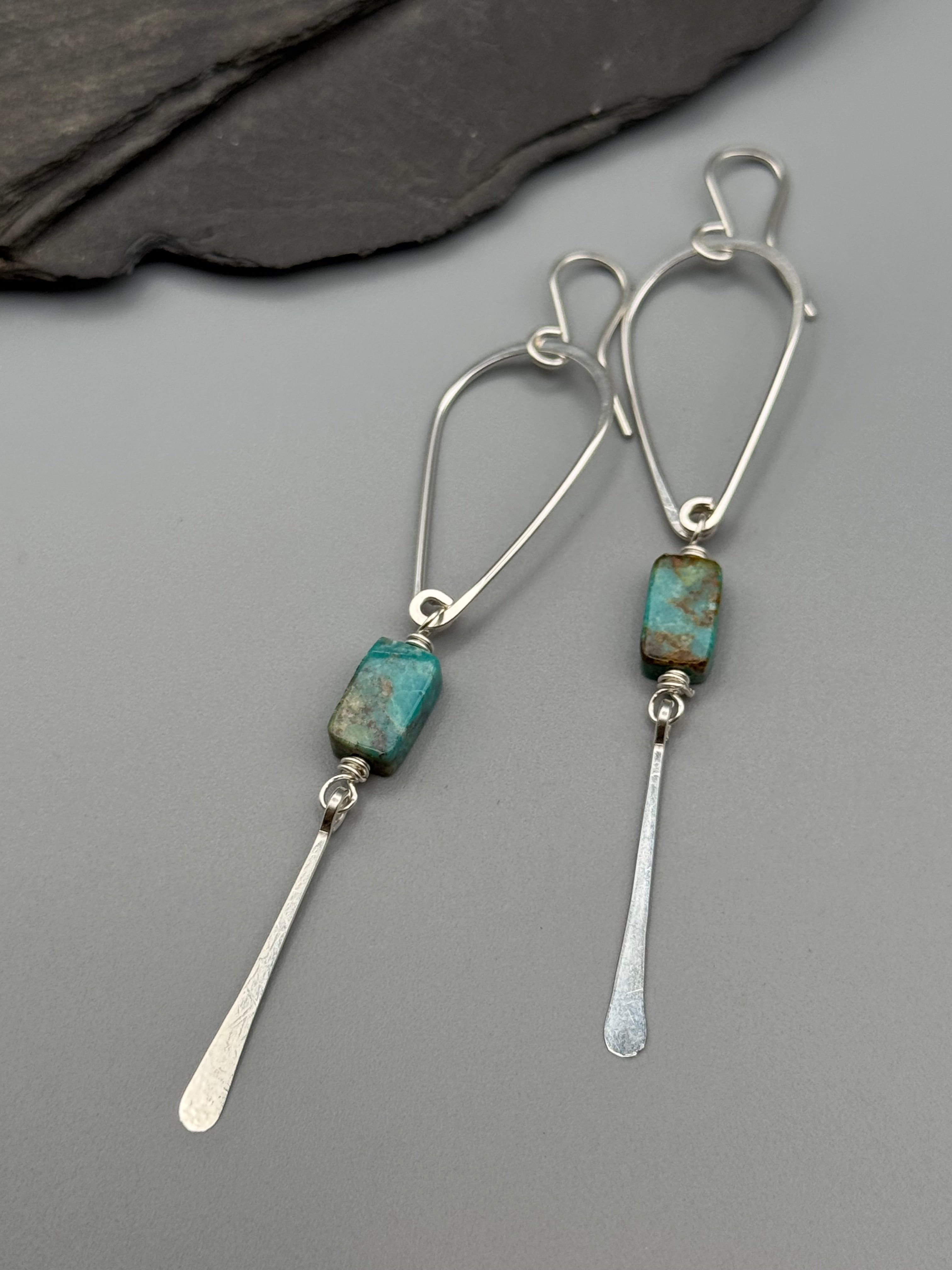 •DRIP• turquoise + silver dangle earrings