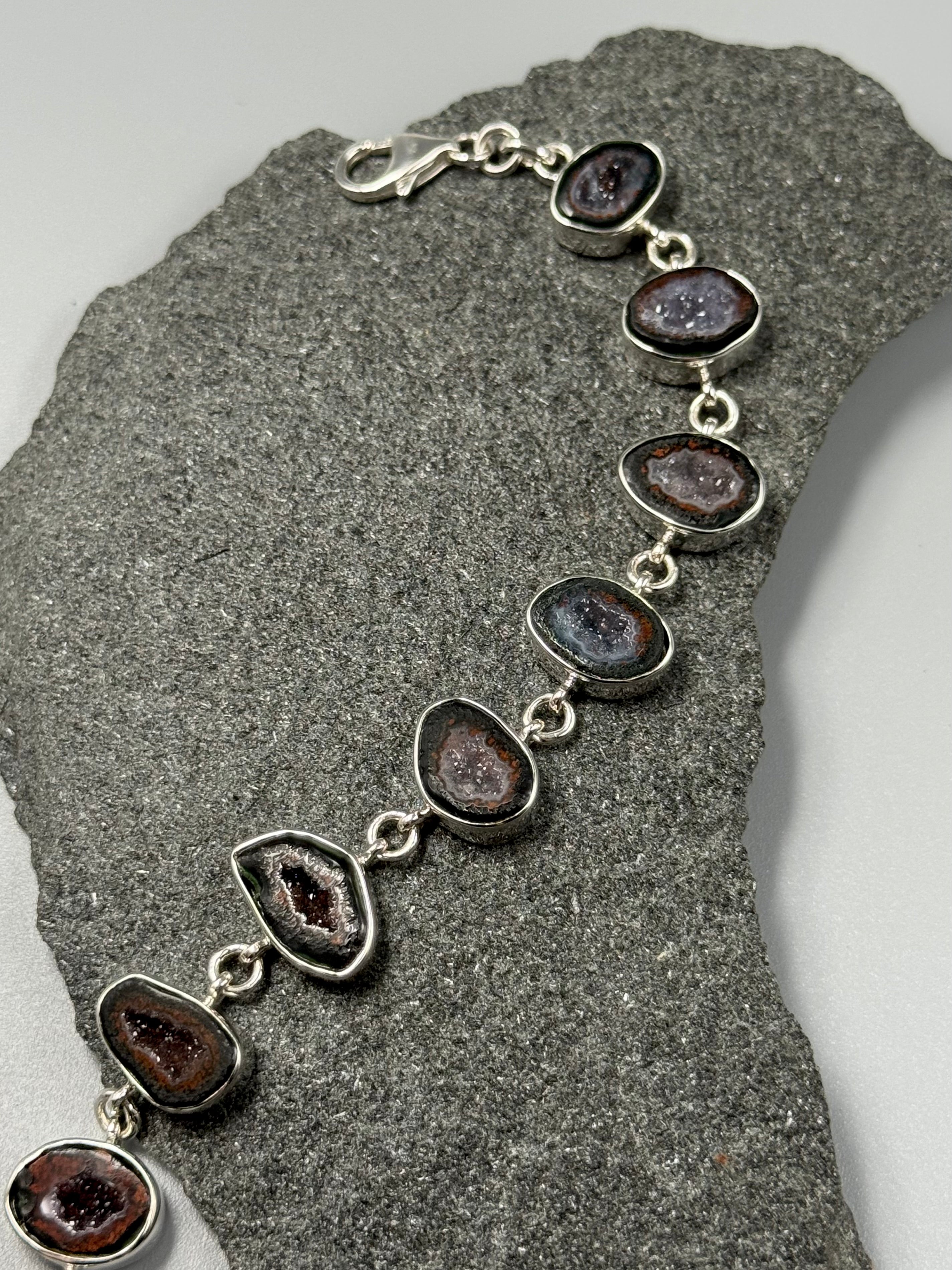 •COCONUT DRUZY• linked silver bracelet (8" - 9.25")