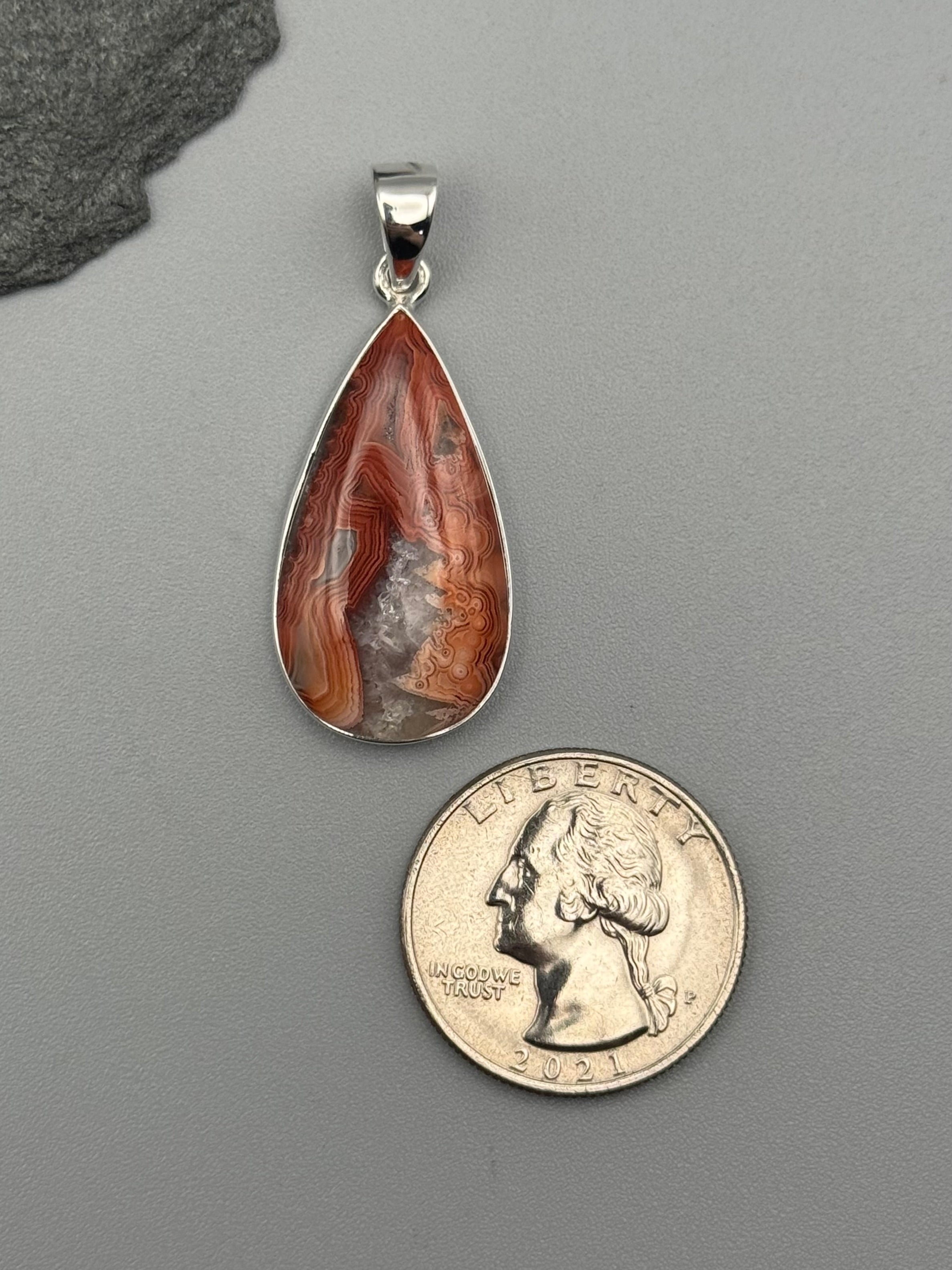 •CRAZY LACE AGATE - TEAR• sterling silver pendant