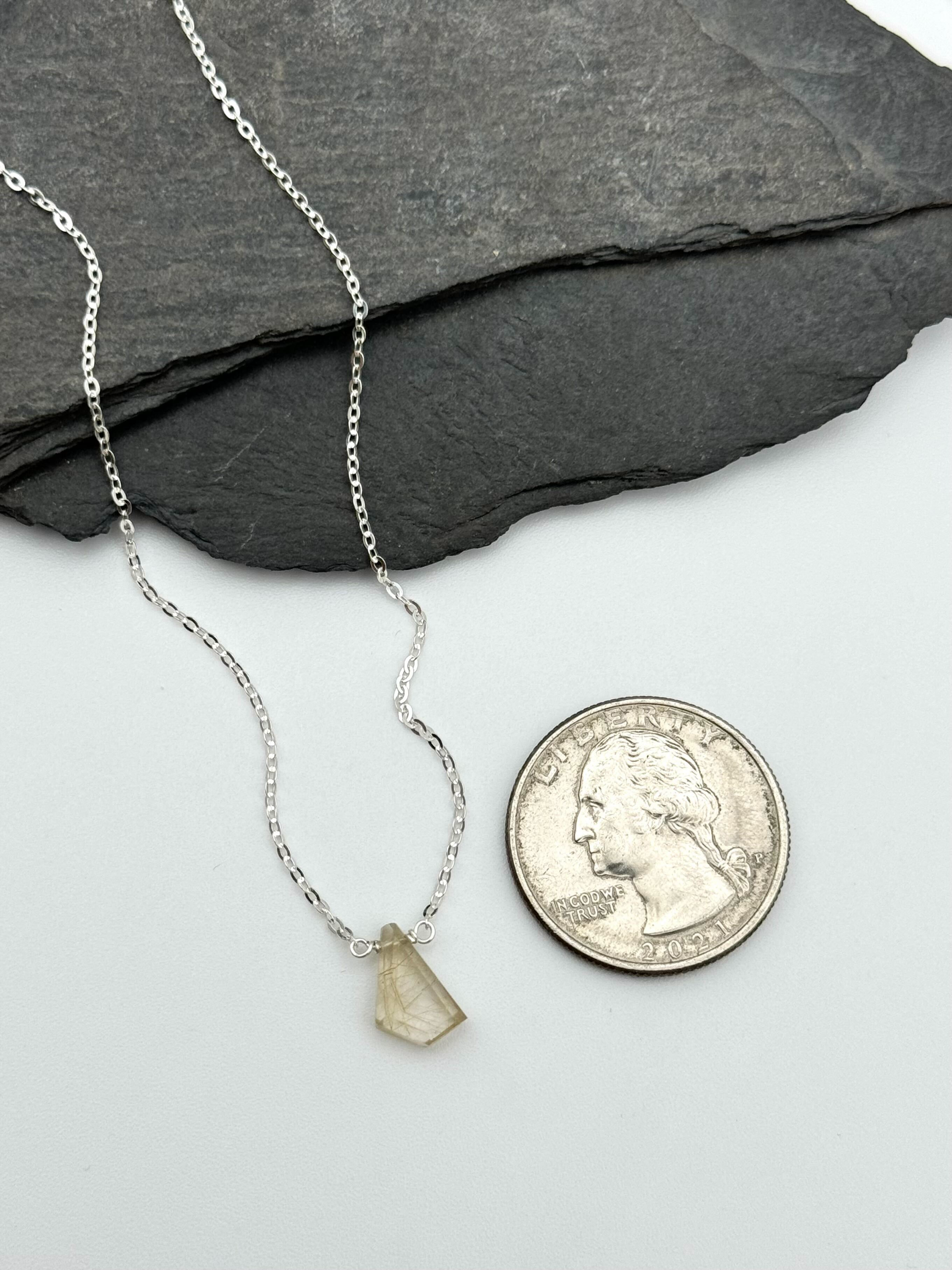•STRAY• flat faceted rutilated quartz geo + silver necklace (various lengths)