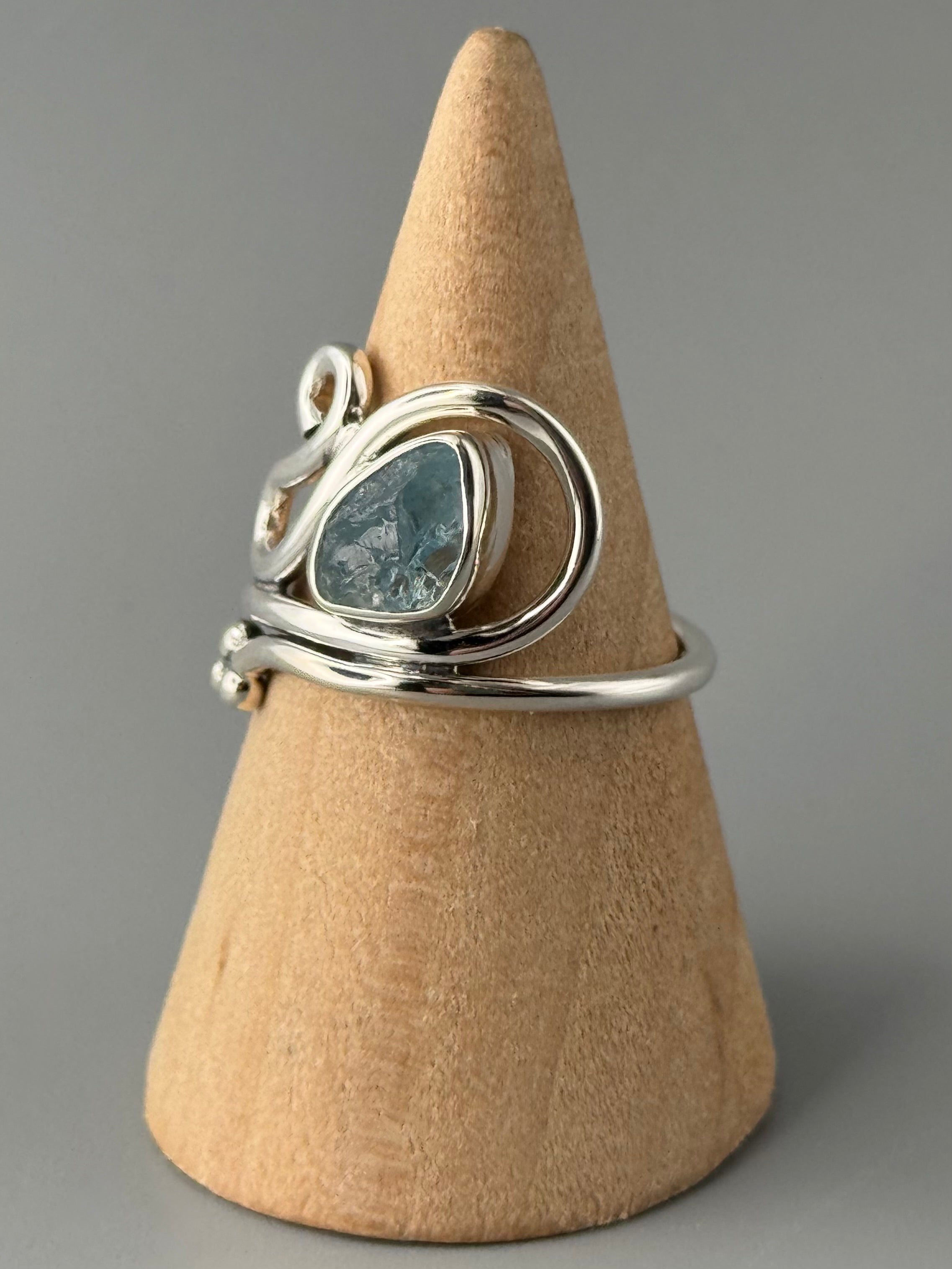 •AQUAMARINE - WHIRLWIND• sterling silver ring (various sizes)