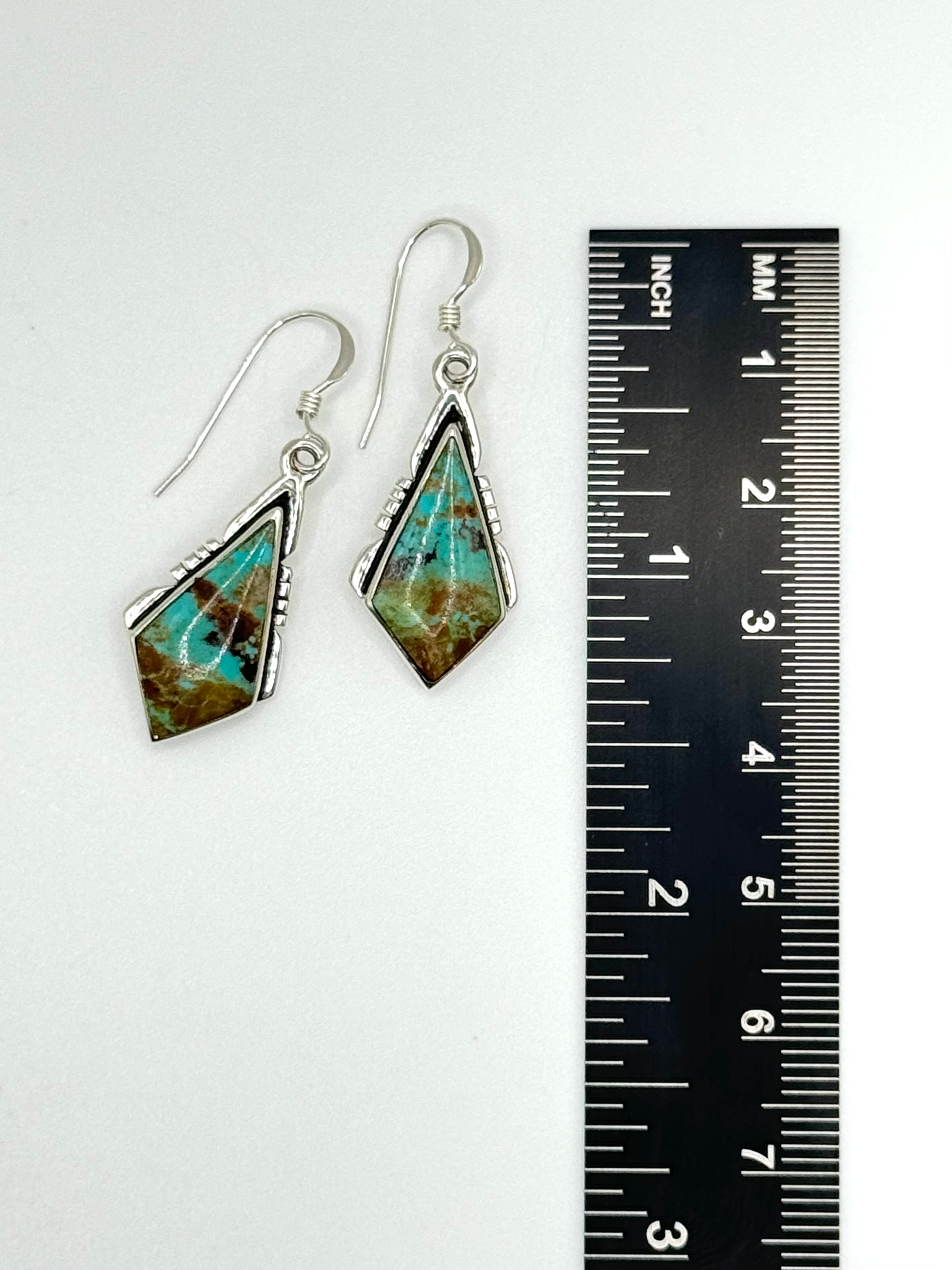 •BOULDER TURQUOISE KITE• Navajo silver dangle earrings