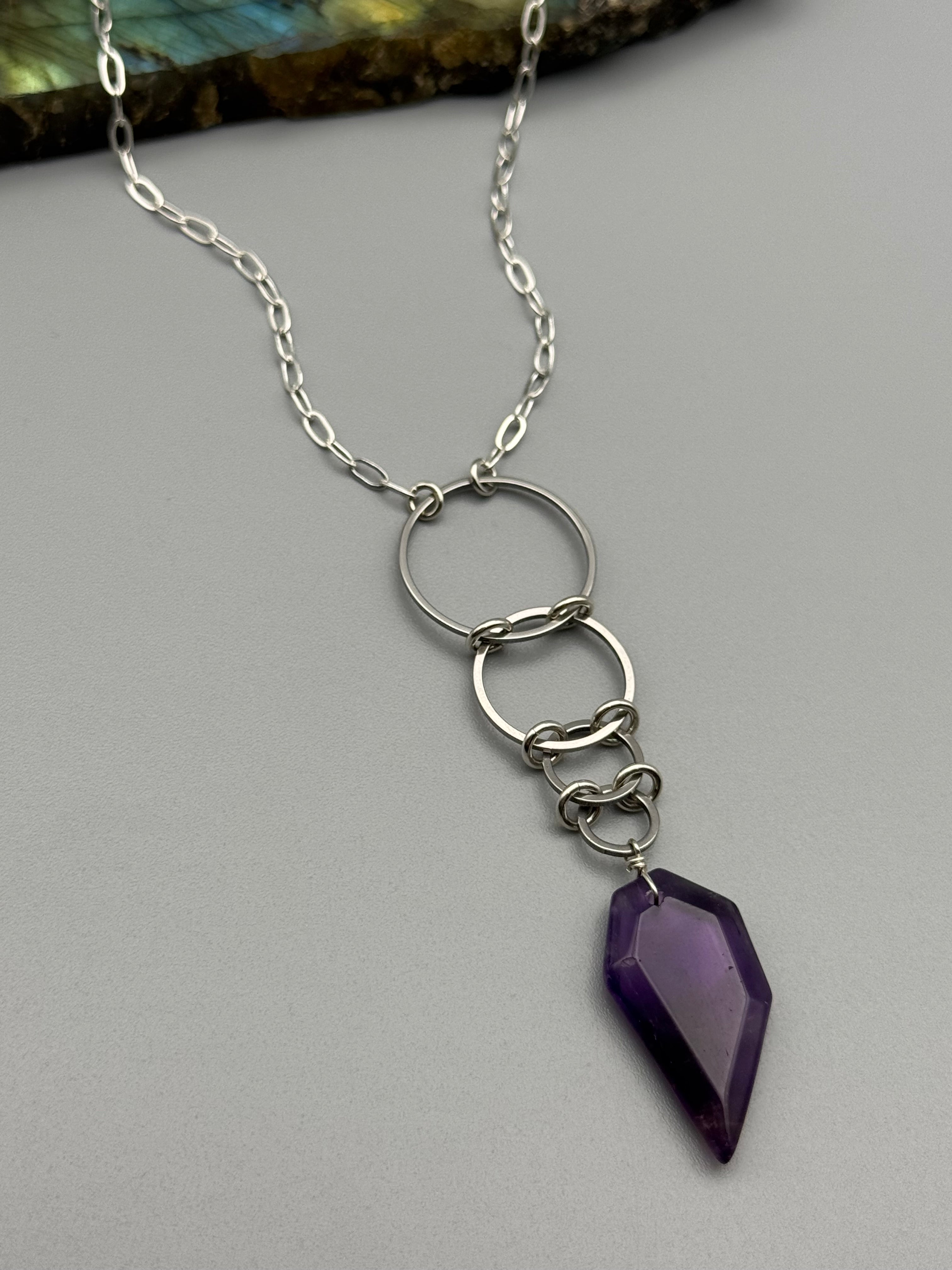 •EOWYN• amethyst + silver necklace (26"-28" long)