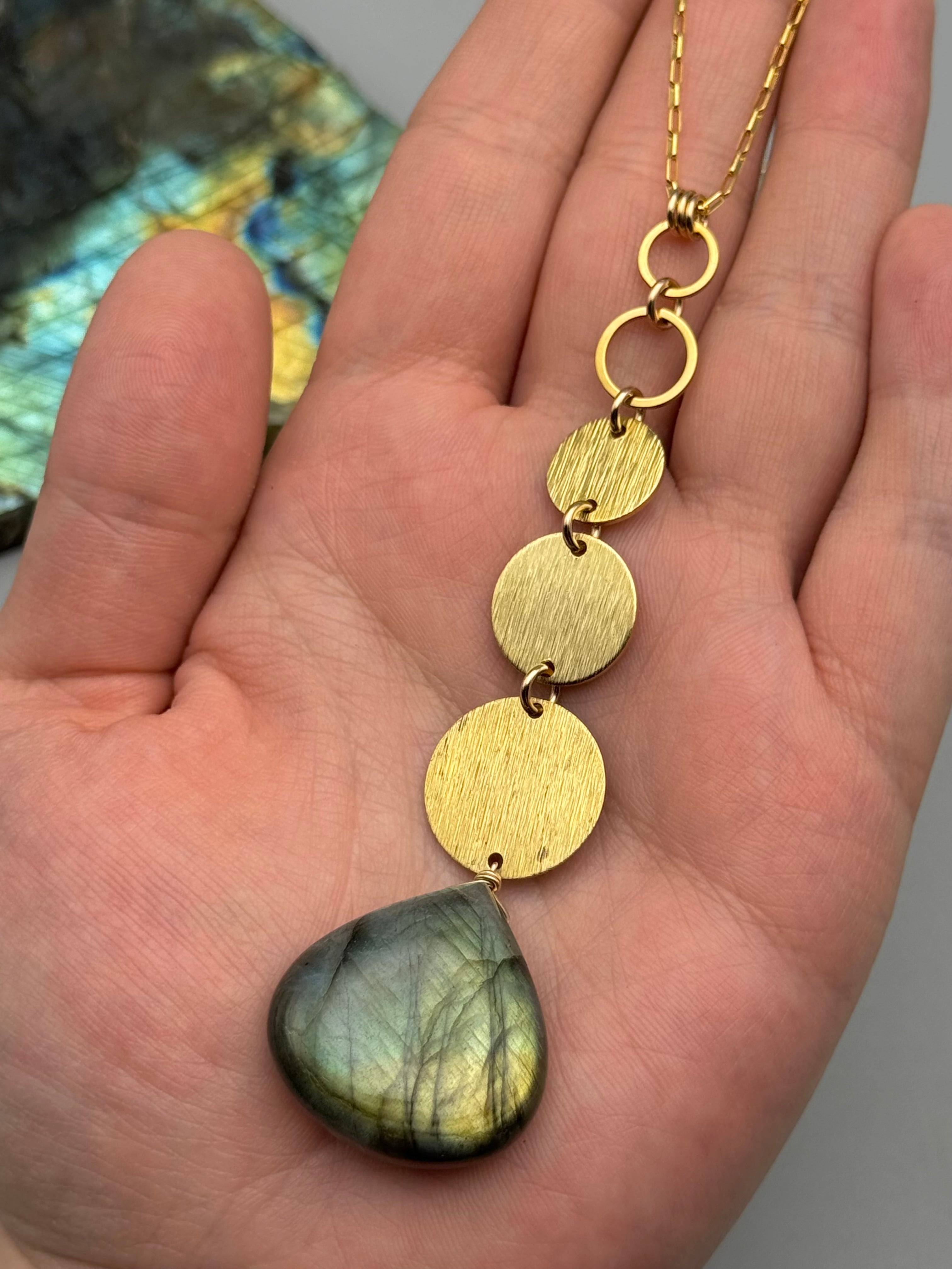 •NYX• labradorite + gold necklace (26"-28" long)