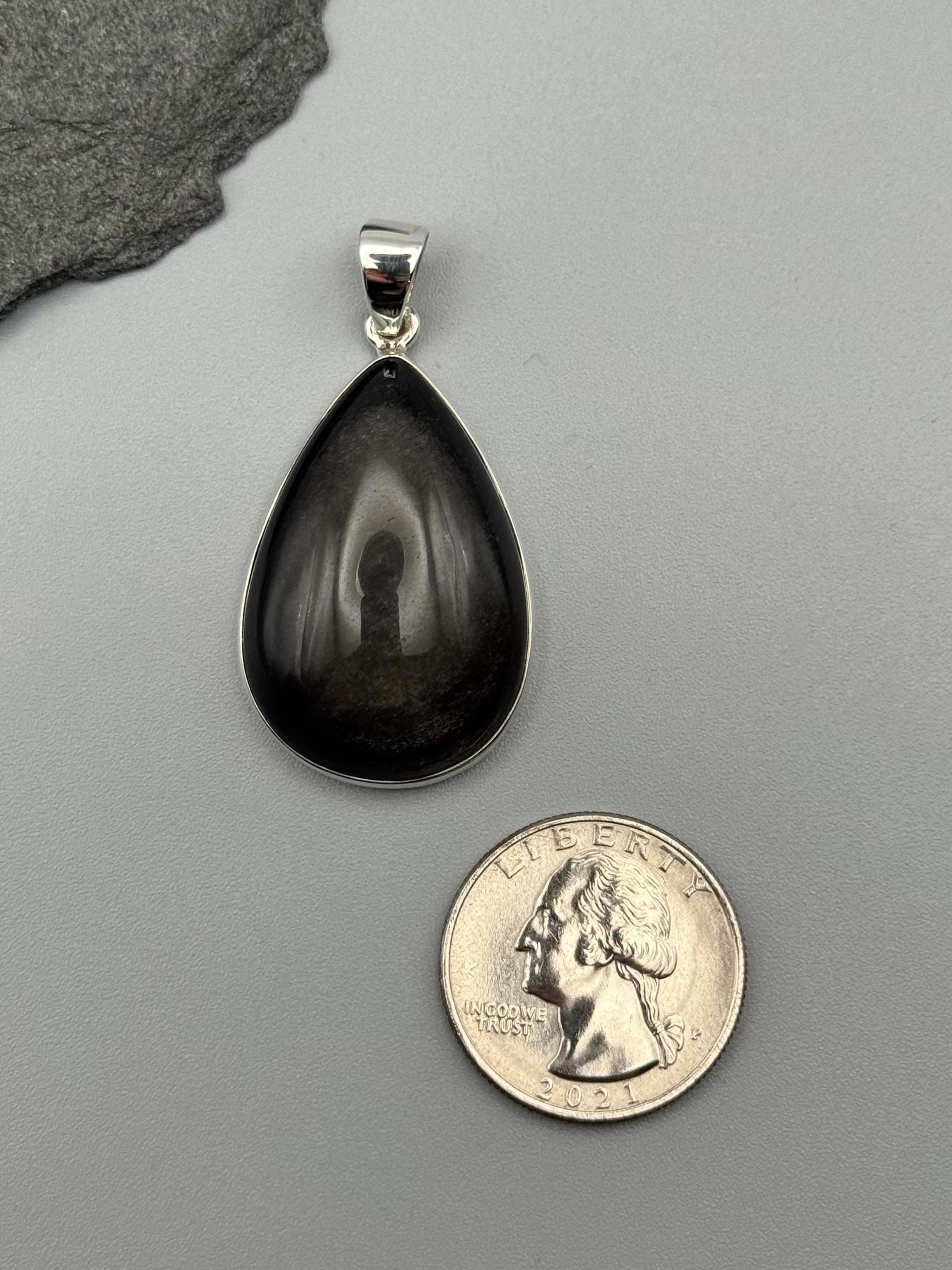 •GOLD SHEEN OBSIDIAN - TEAR• sterling silver pendant