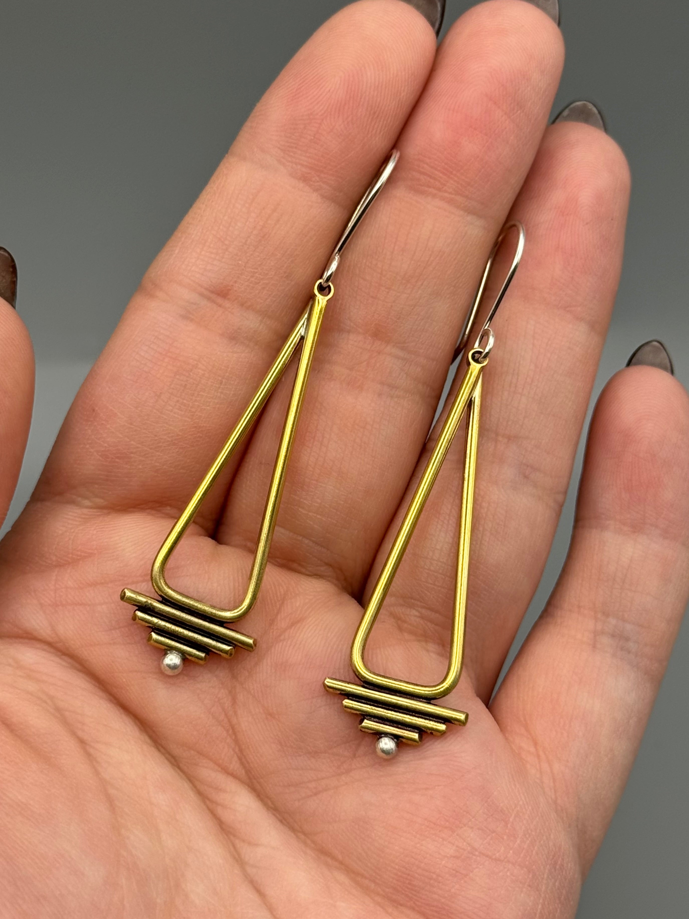 •RAIN DRUM• mixed metal dangle earrings