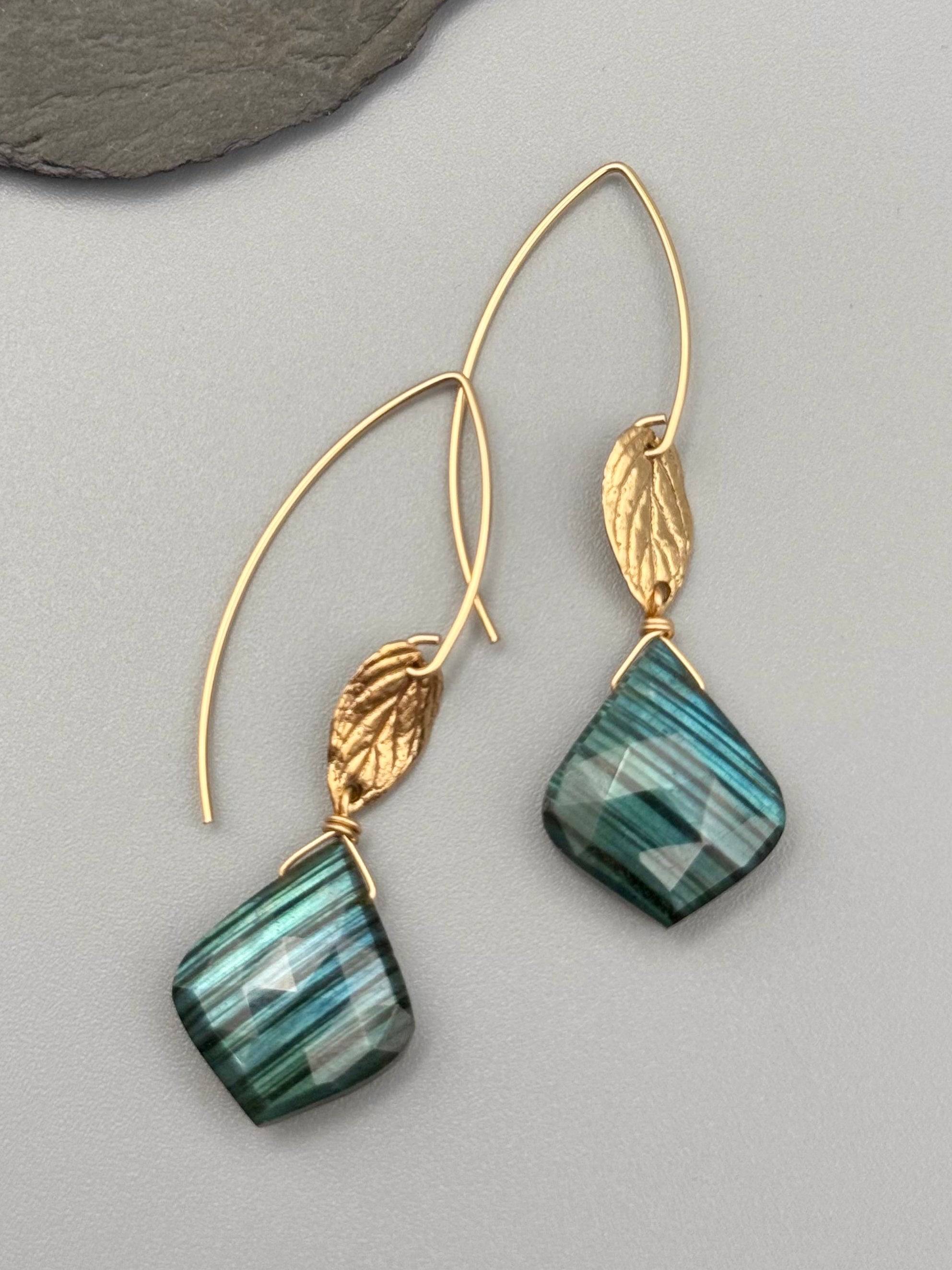 •NEW LEAF• labradorite + gold earrings