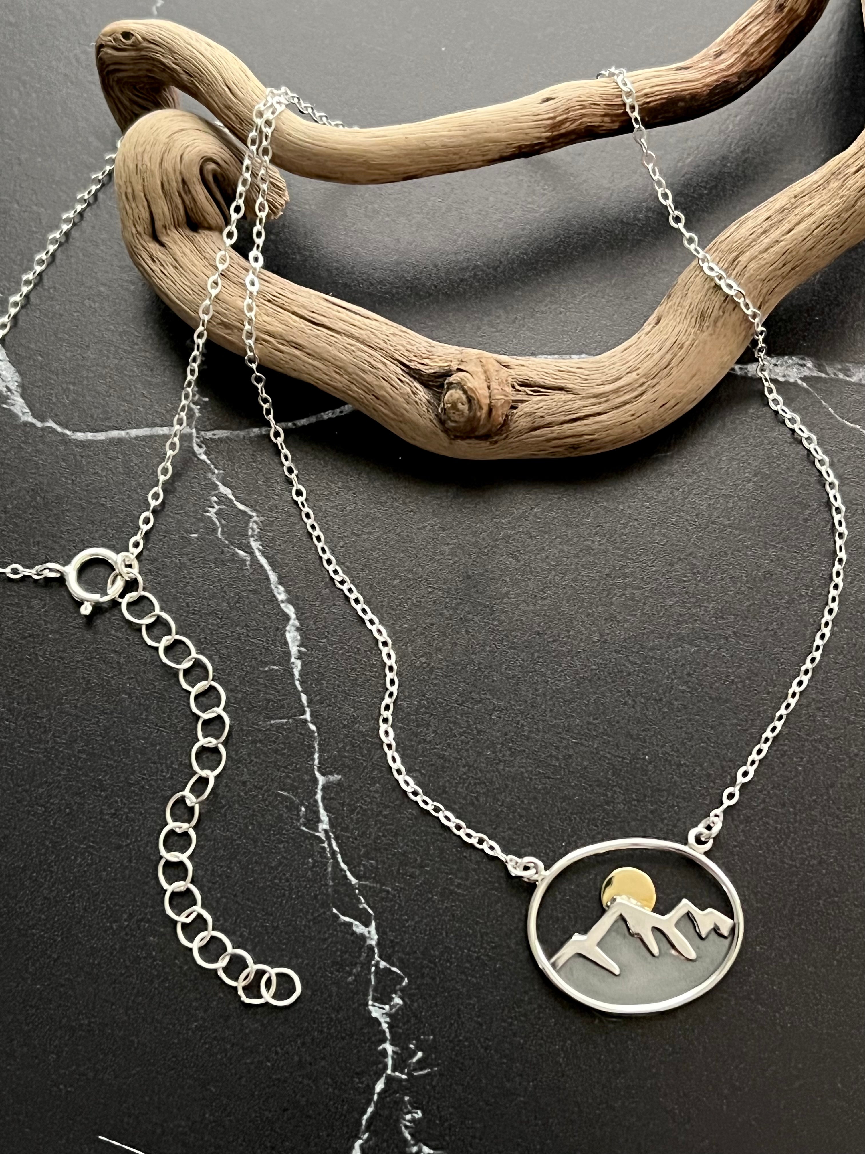 •BLUE RIDGE MOON• mixed metal necklace