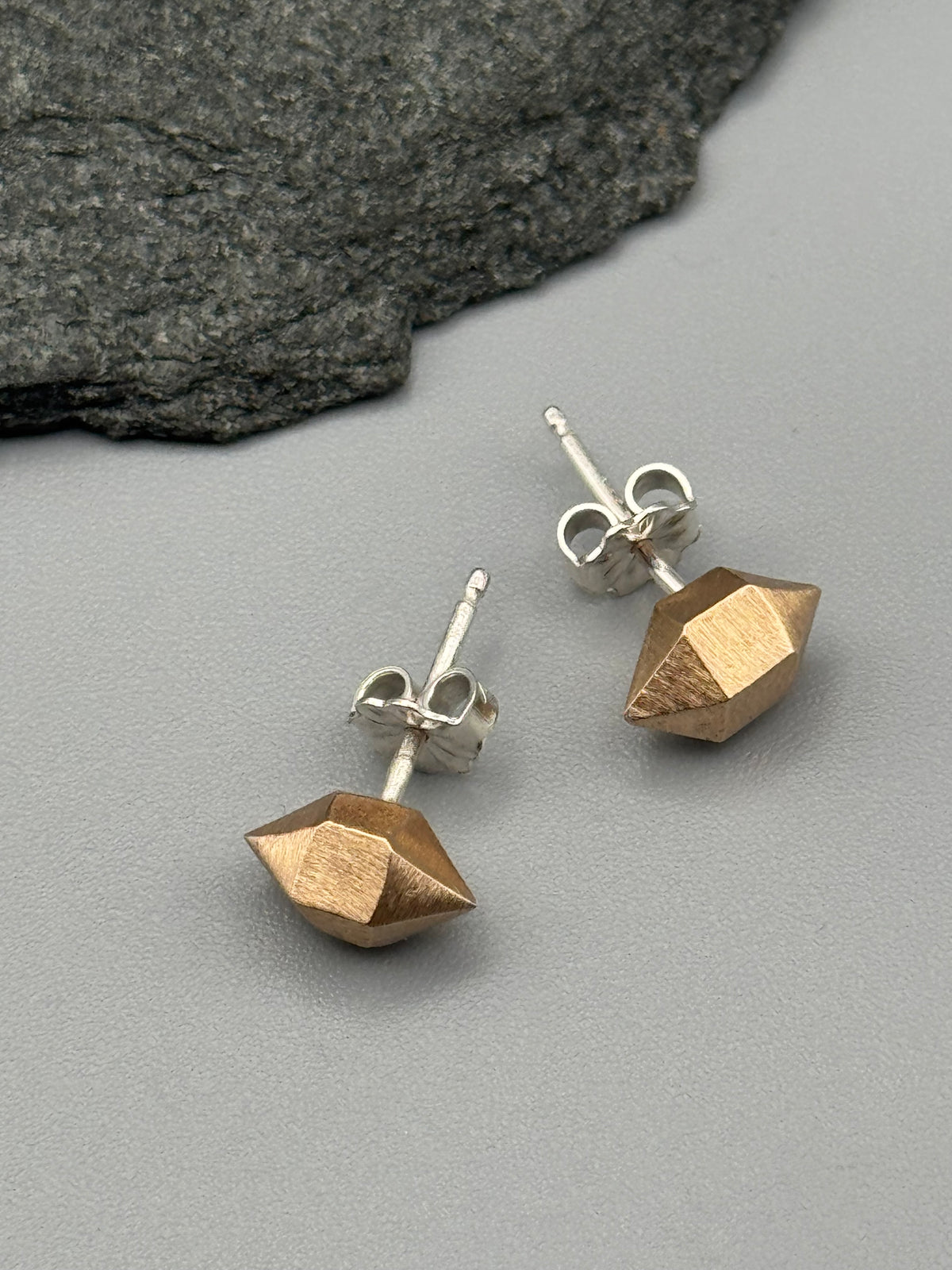 •HERKIMER• bronze cast stud earrings