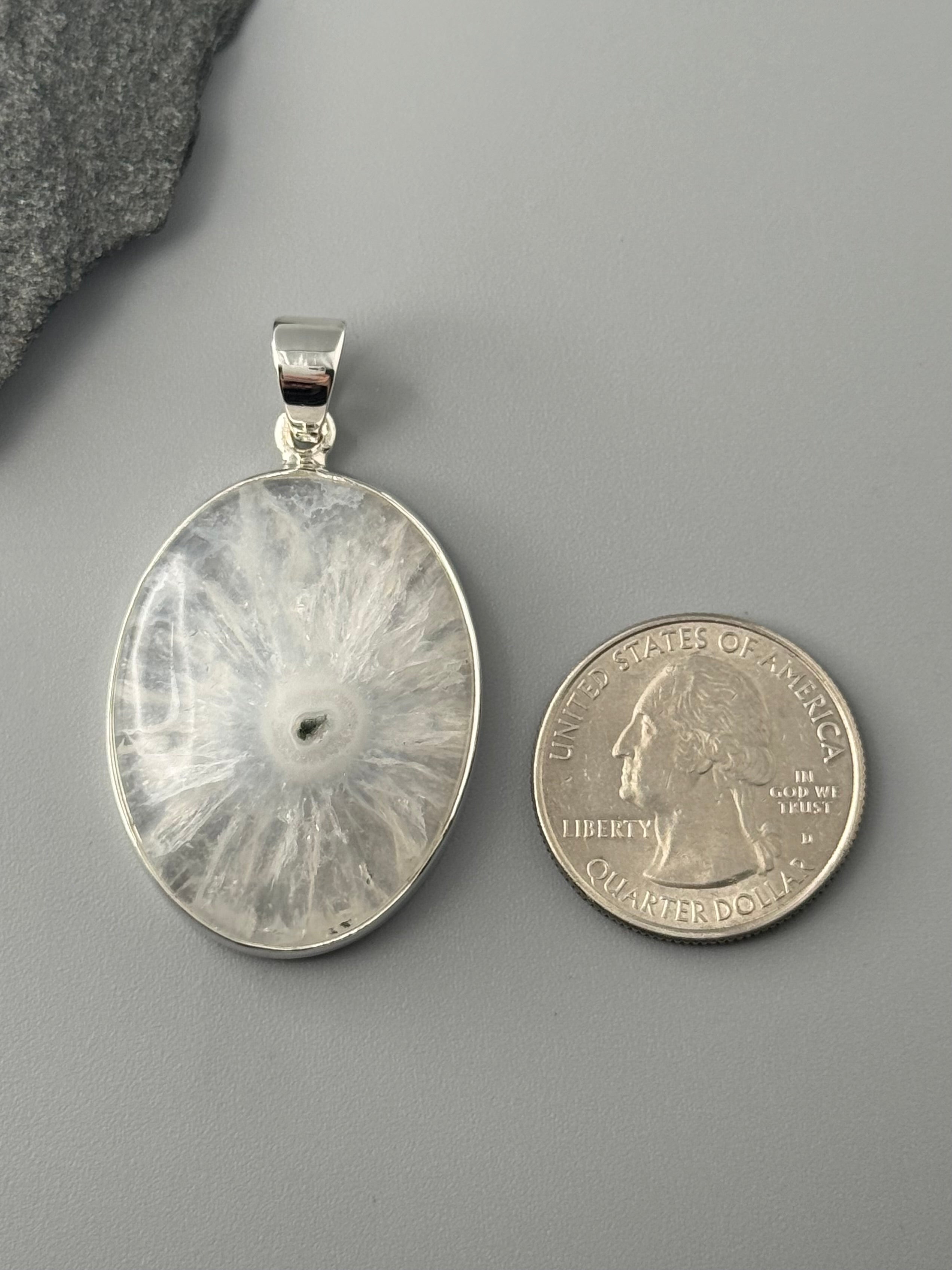 •SOLAR QUARTZ - OVAL• sterling silver pendant
