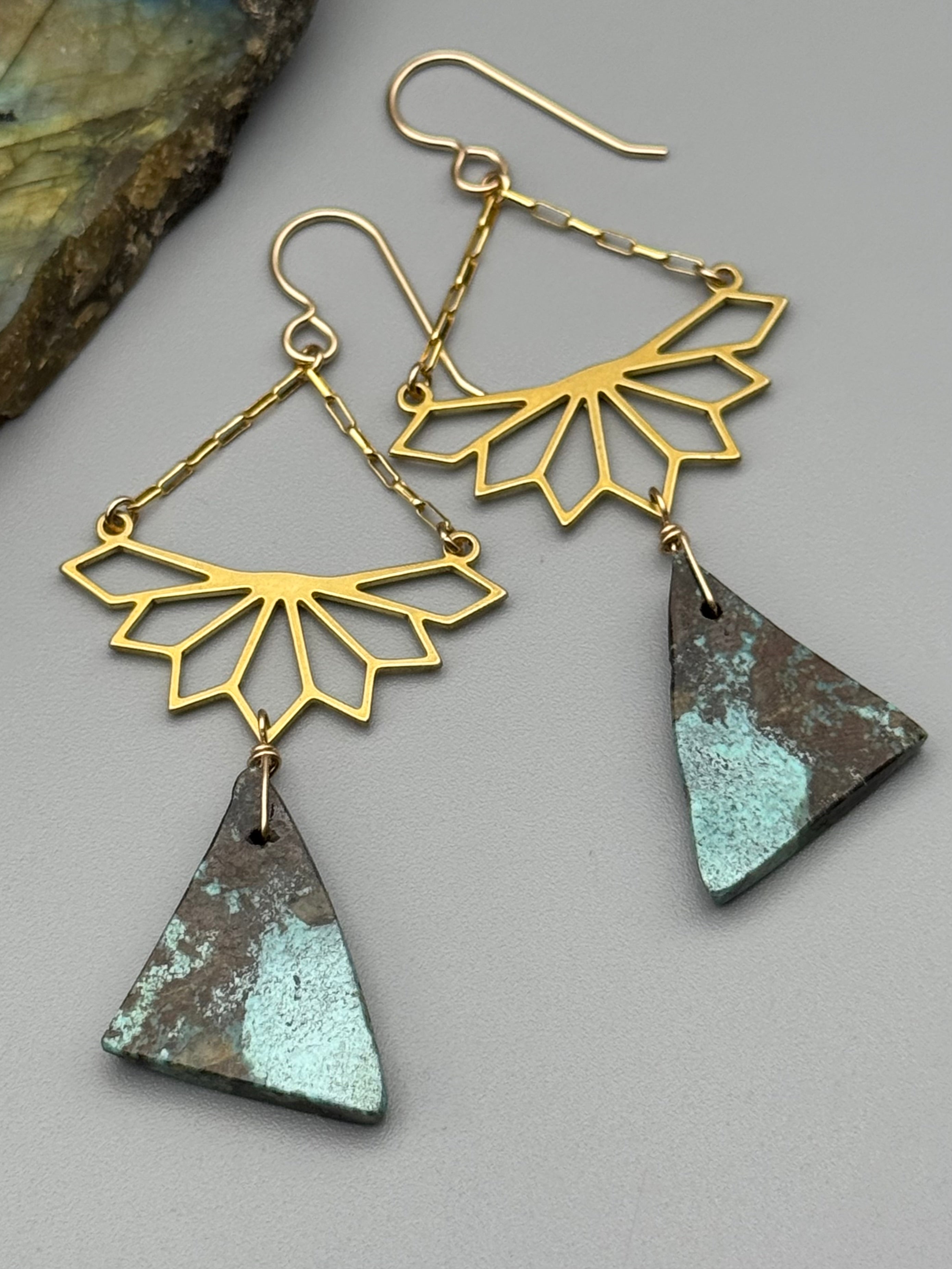 •RISE ABOVE• turquoise slab + gold earrings