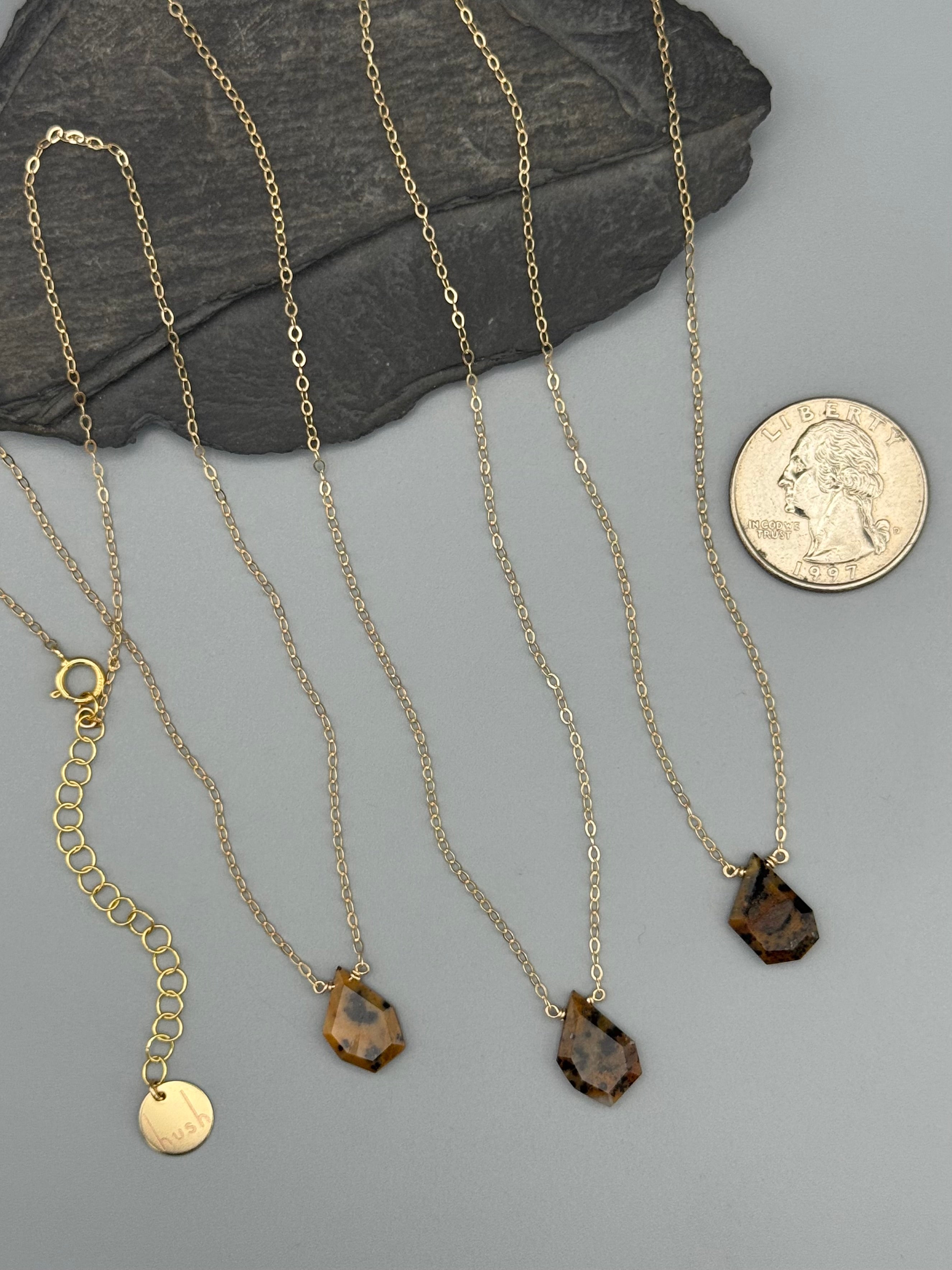 •STRAY• flat faceted leopard jasper geo + gold necklace (various lengths)