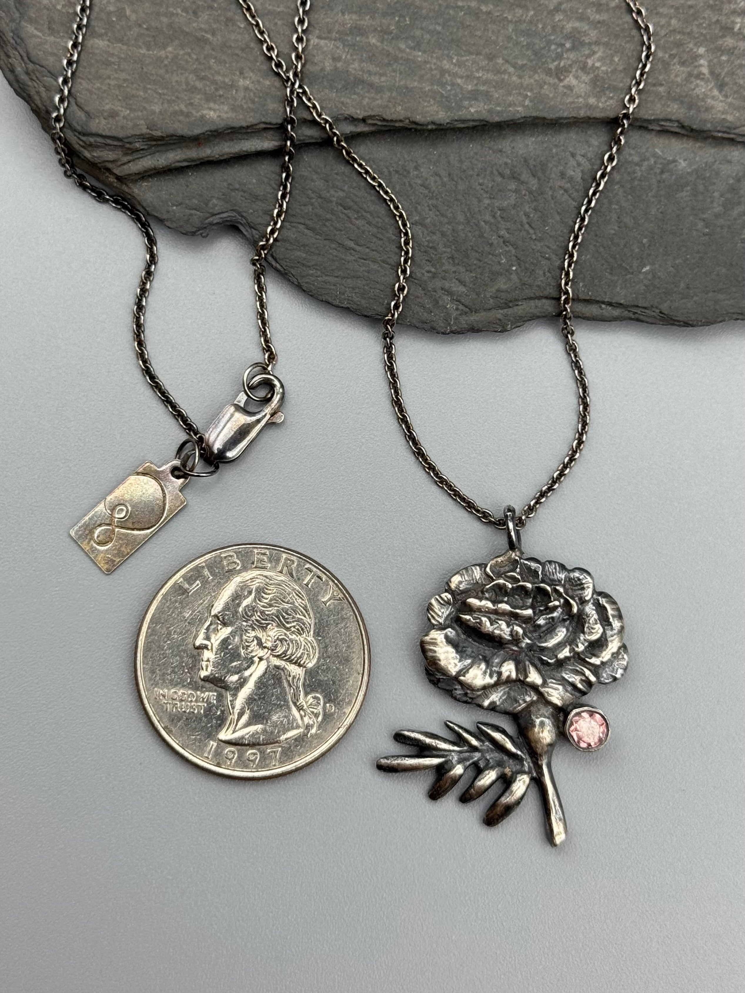 •MARIGOLD• pink sapphire + silver necklace (16" long)