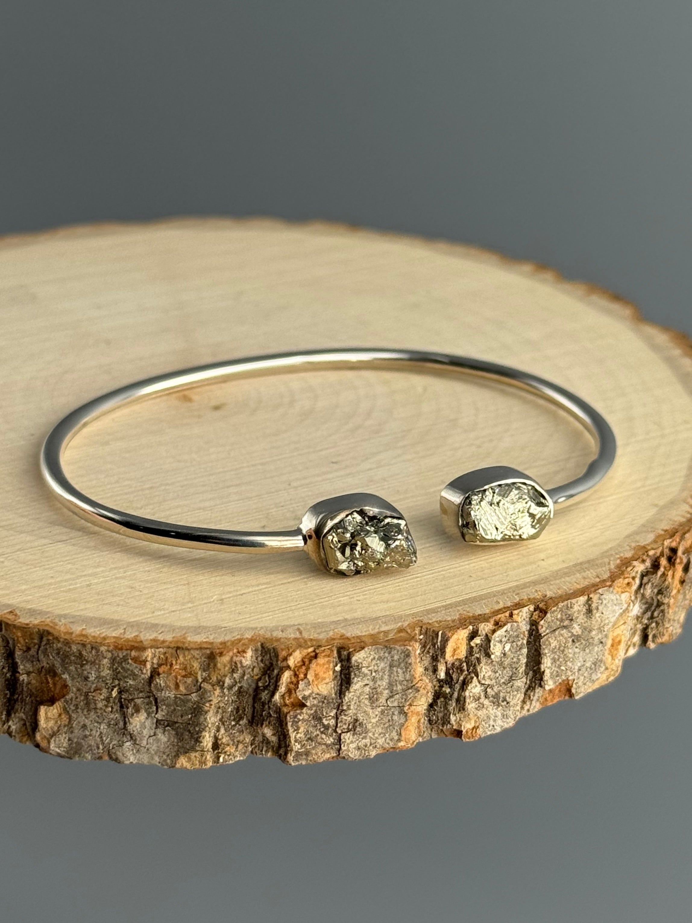 •ORGANIC FREEFORMS• pyrite + silver twist-on cuff bracelet