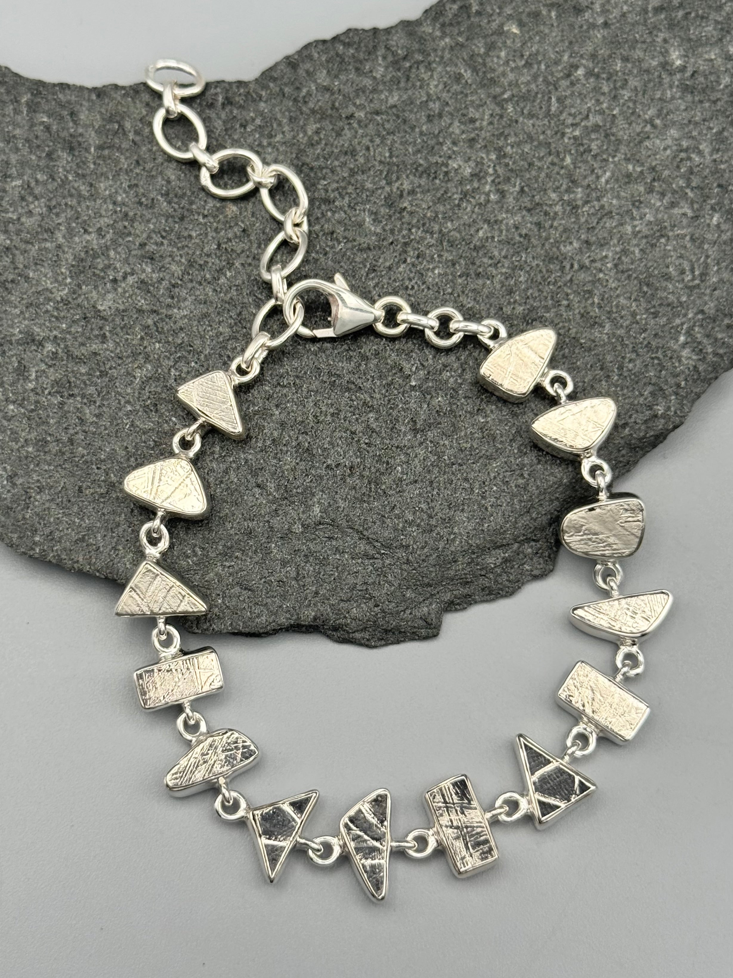 •METEORITE - GEO MIX• linked silver bracelet (7.25" - 9")