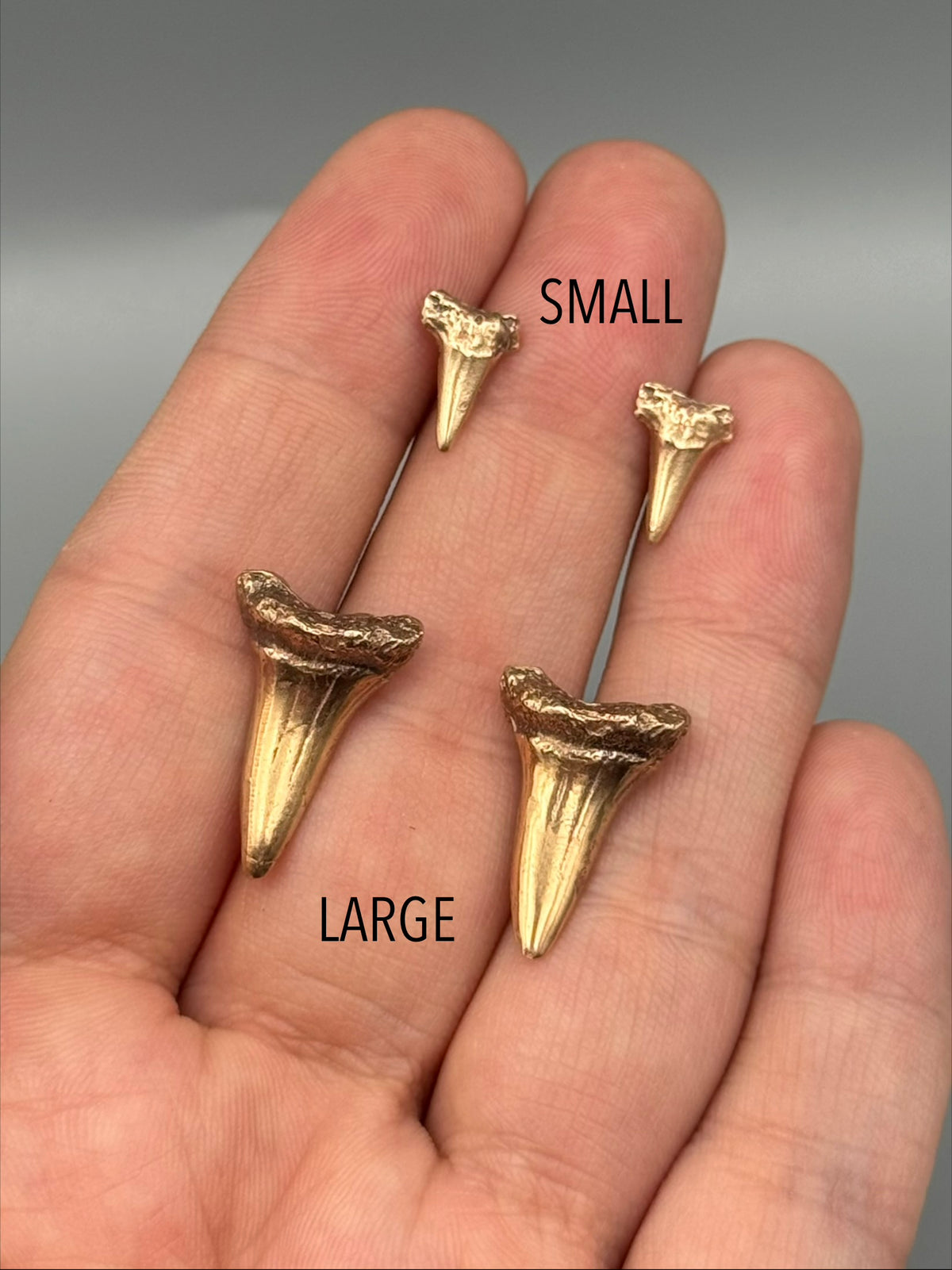•SHARK TOOTH• mixed metal stud earrings (various sizes)