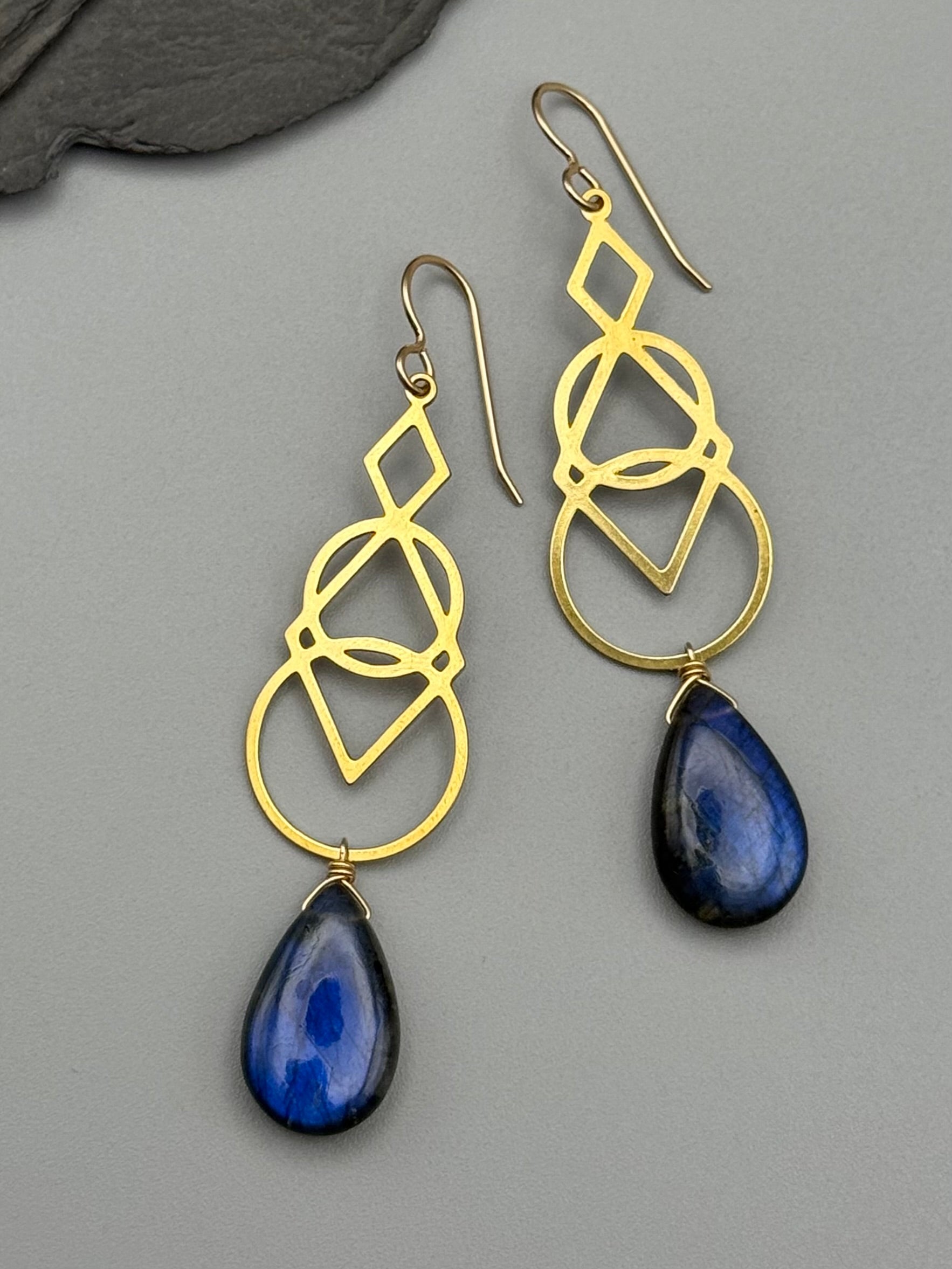 •SIGNS• labradorite + gold earrings