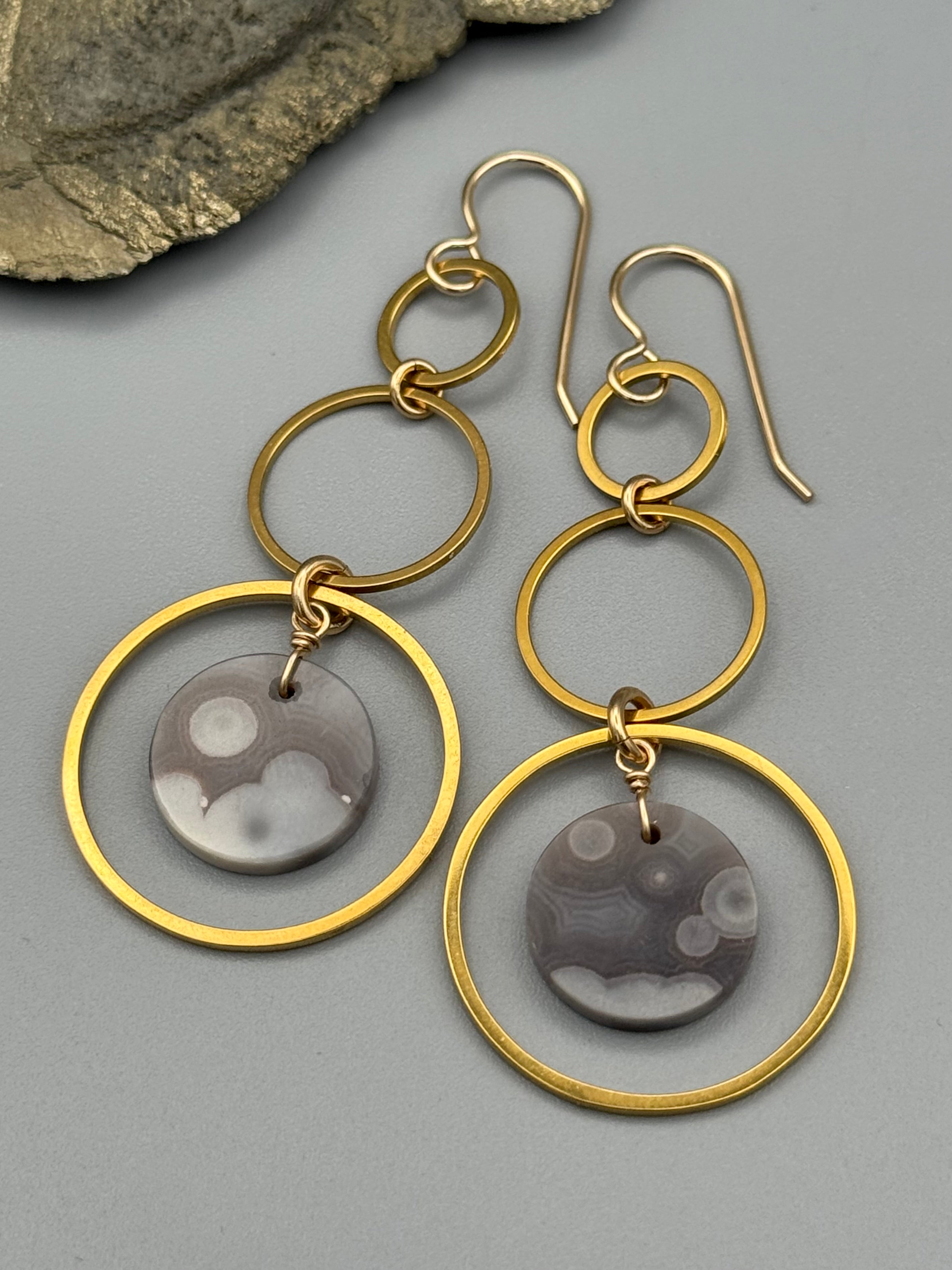 •6 OF CUPS• botswana agate + gold earrings