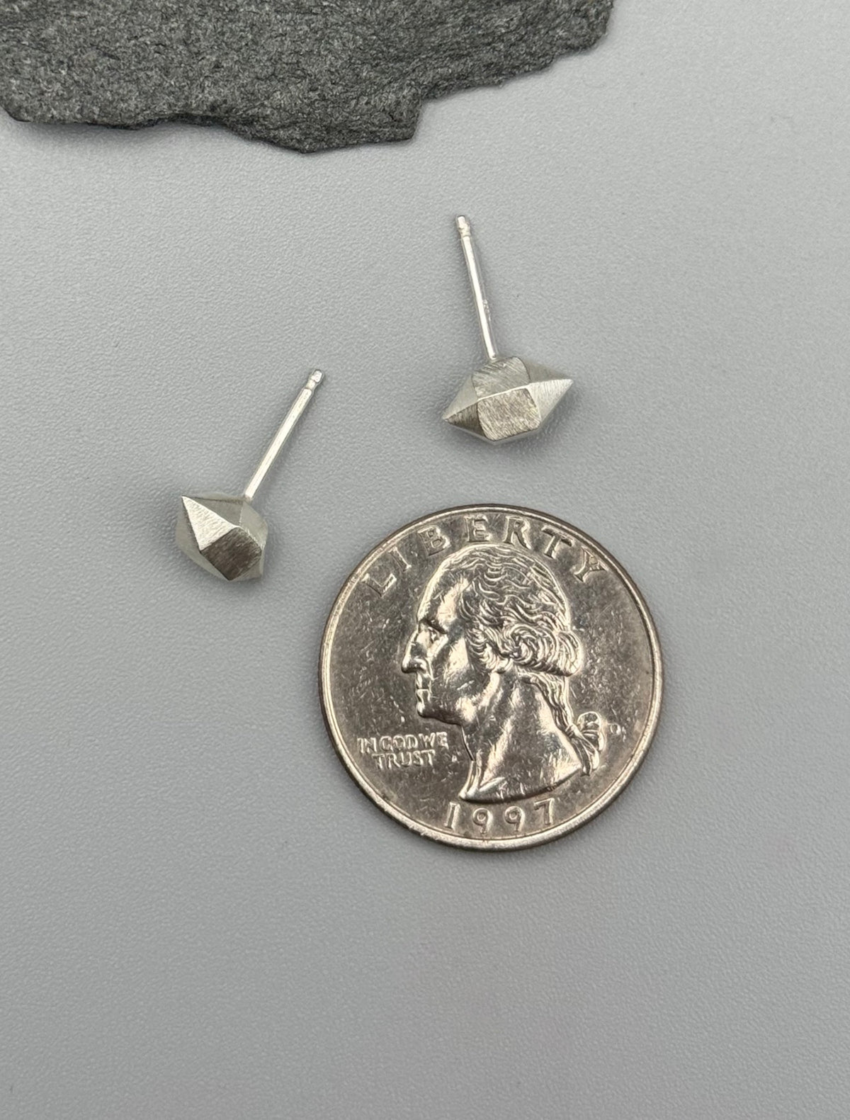 •HERKIMER• silver cast stud earrings