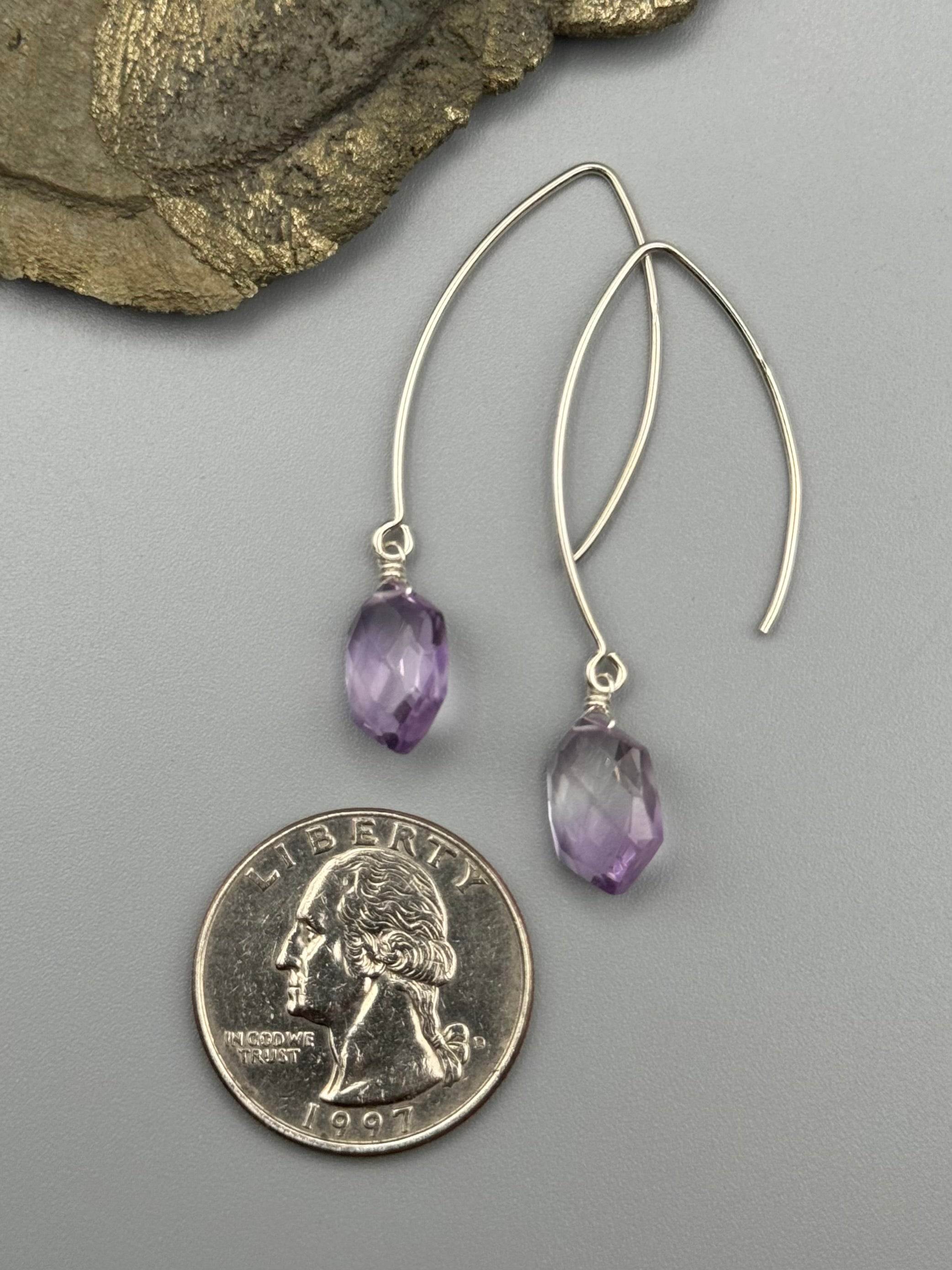 •STRAY• amethyst hex + silver earrings