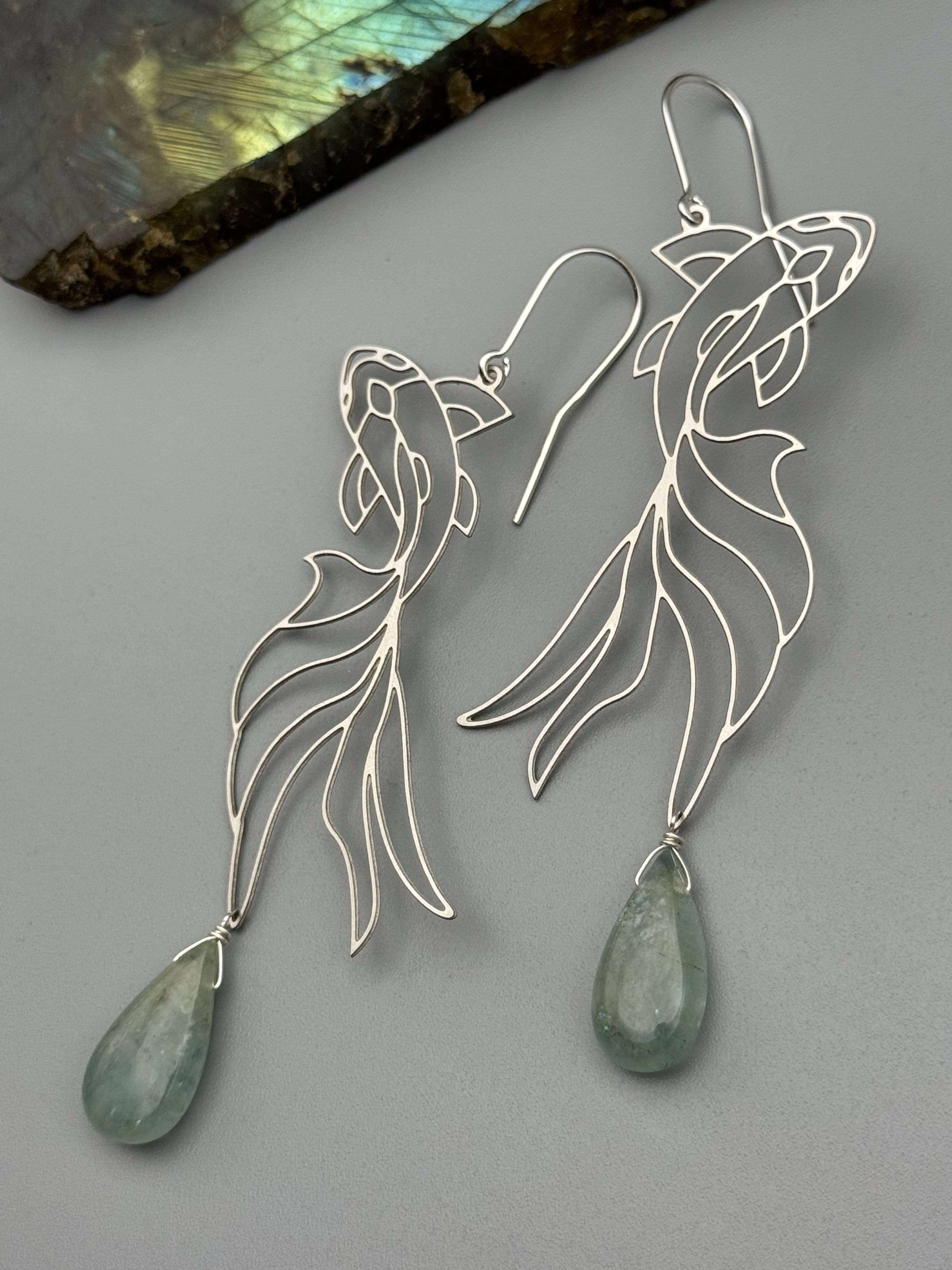 •KOI• aquamarine + silver earrings