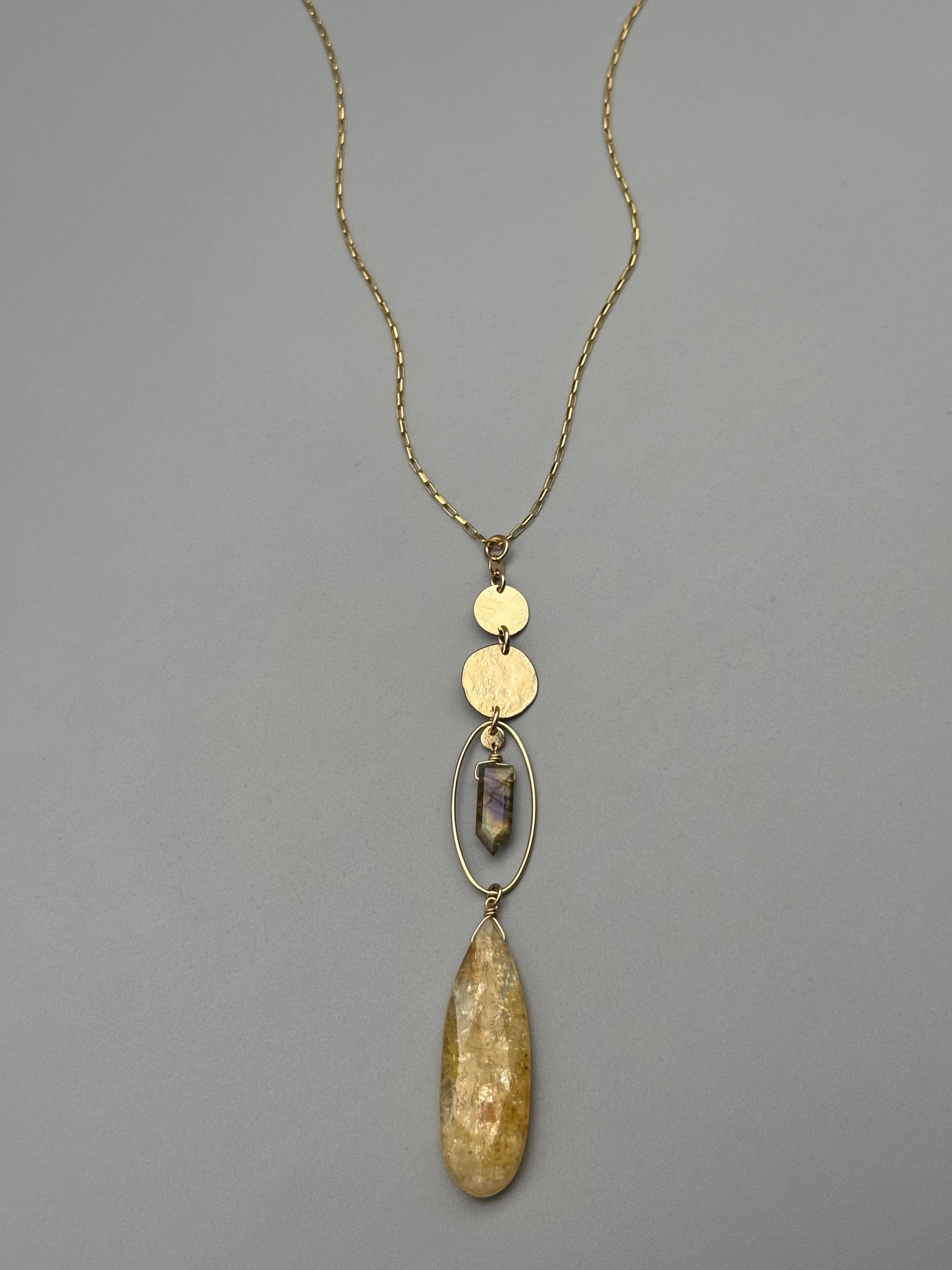 •NYX• labradorite + aquamarine gold necklace (26"-28" long)