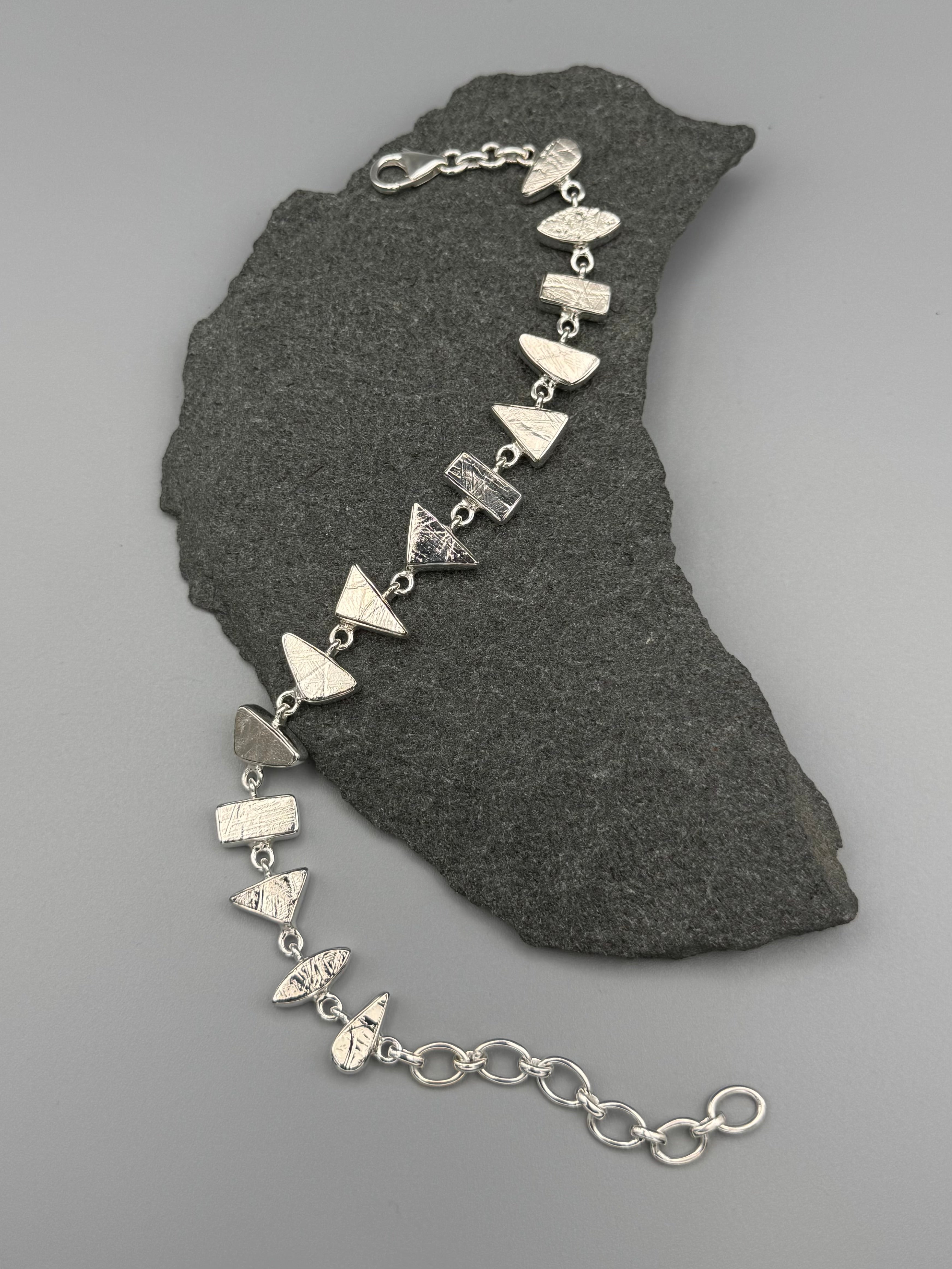 •METEORITE - GEO MIX• linked silver bracelet (7.25" - 9")